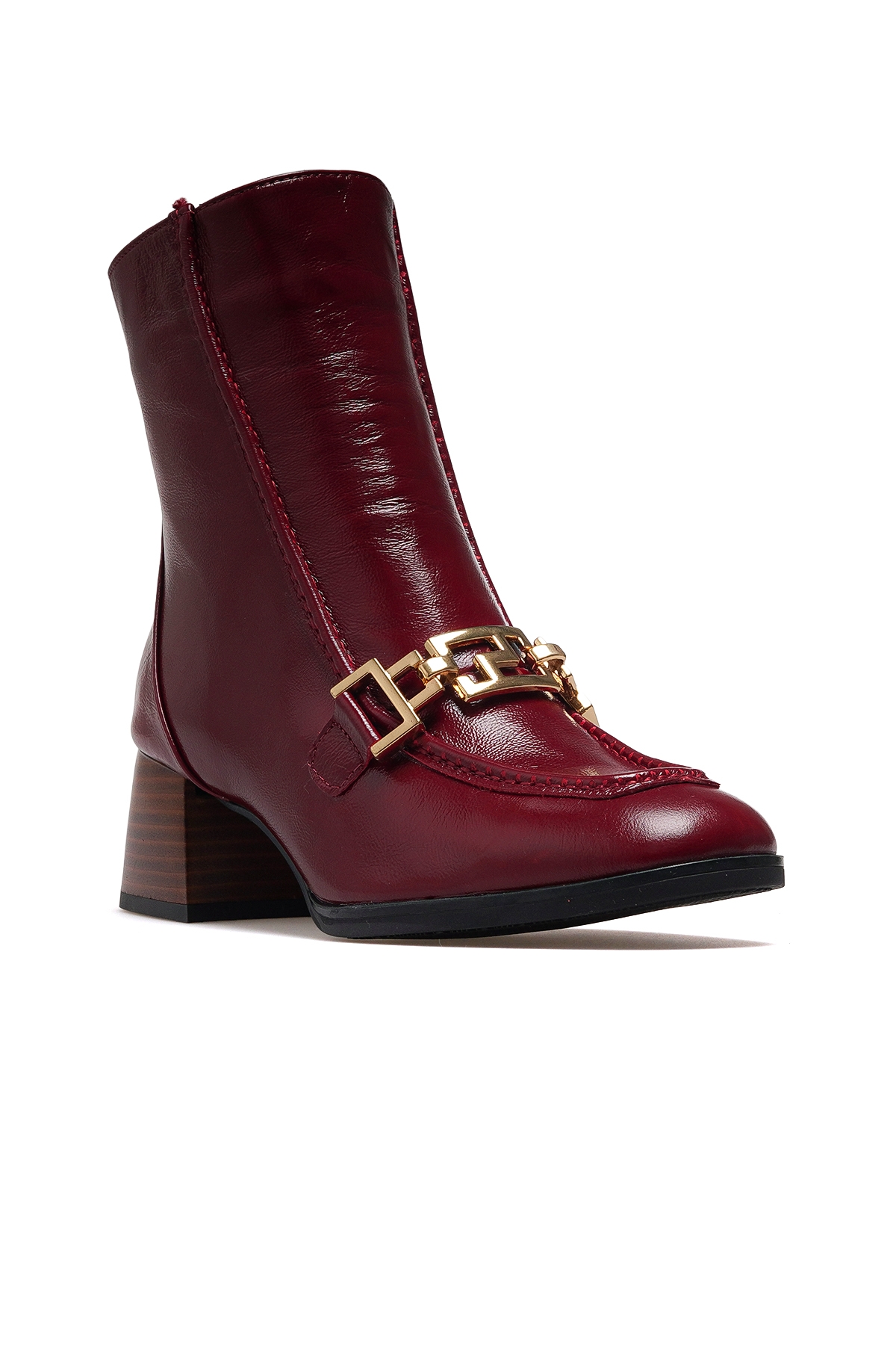 Kadın Hakiki Deri Loafer Günlük Bot 25k D25kb-8270 Z Bordo Kırışık Rugan - Görsel 5