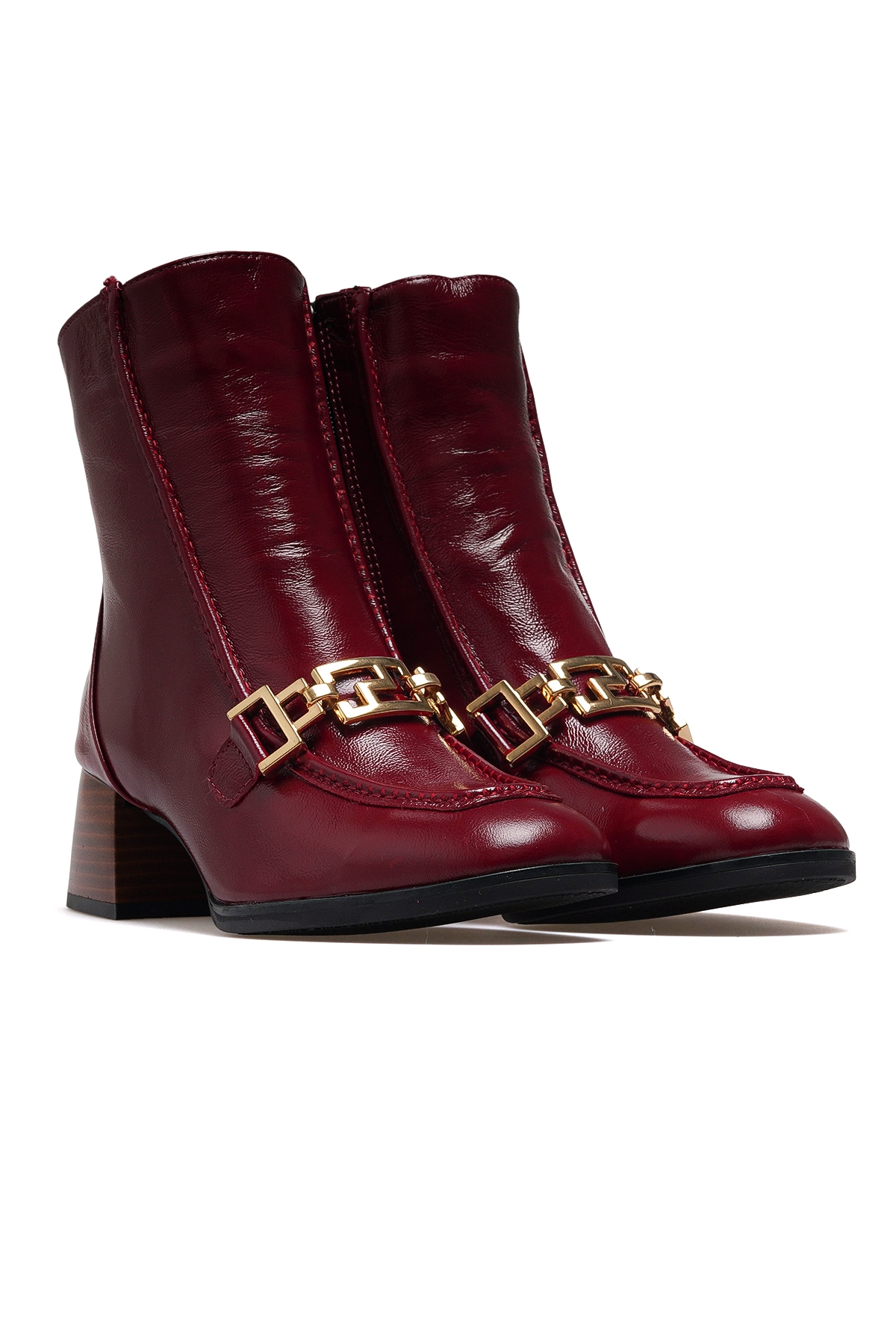 Kadın Hakiki Deri Loafer Günlük Bot 25k D25kb-8270 Z Bordo Kırışık Rugan - Görsel 6