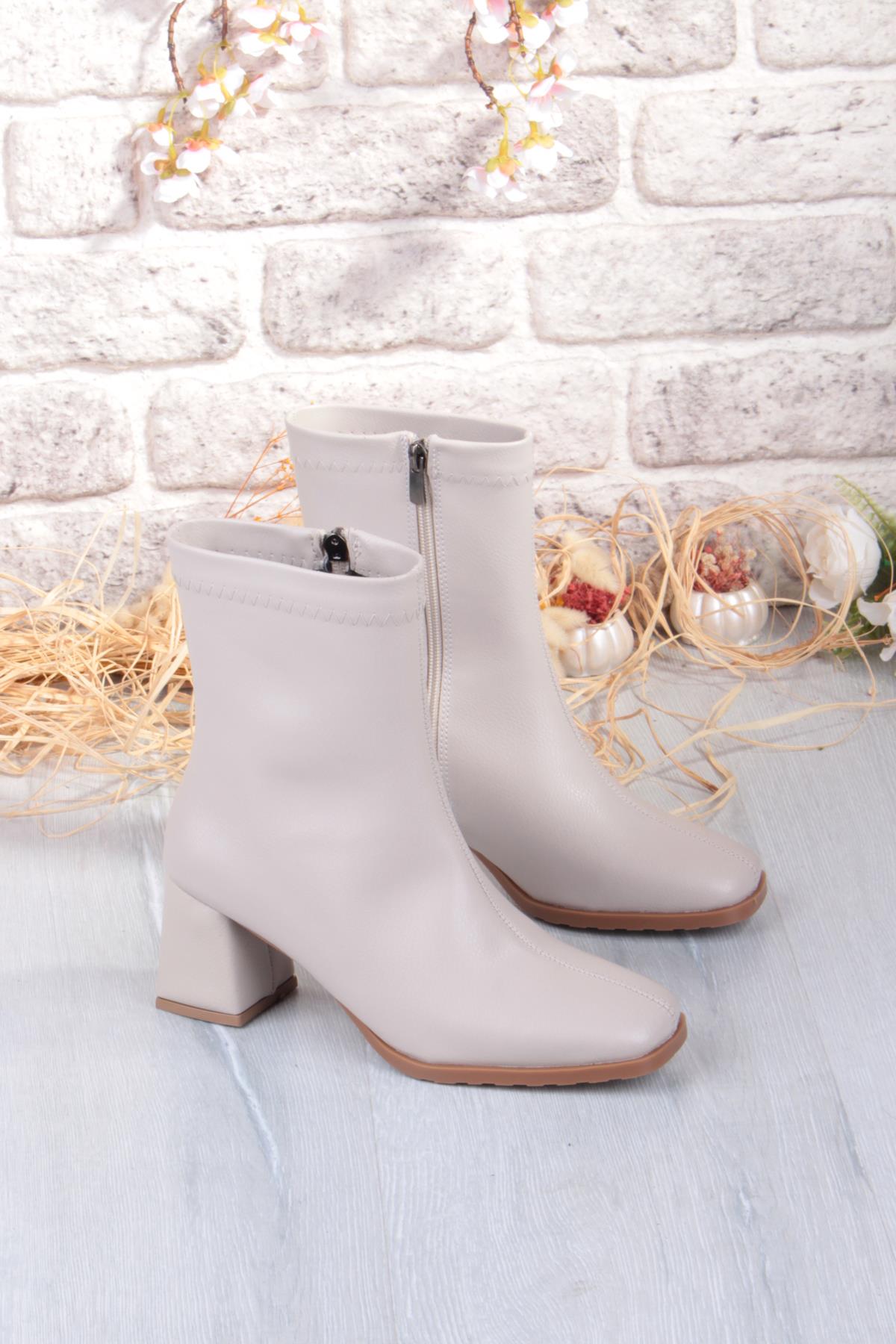 1195 Uraz Rahat 6 Cm Kalın Topuk Yüksekliği Kut Burun Kadın Bot - Görsel 5