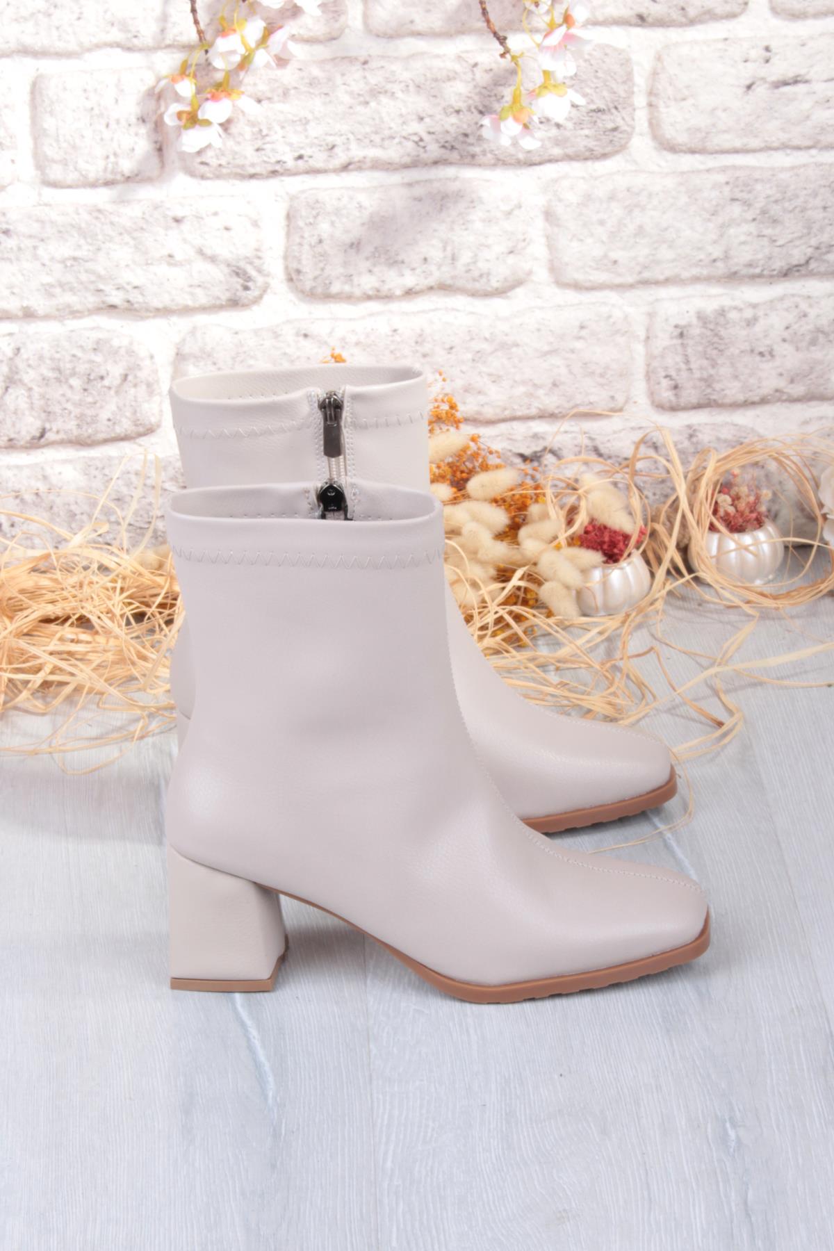 1195 Uraz Rahat 6 Cm Kalın Topuk Yüksekliği Kut Burun Kadın Bot - Görsel 6