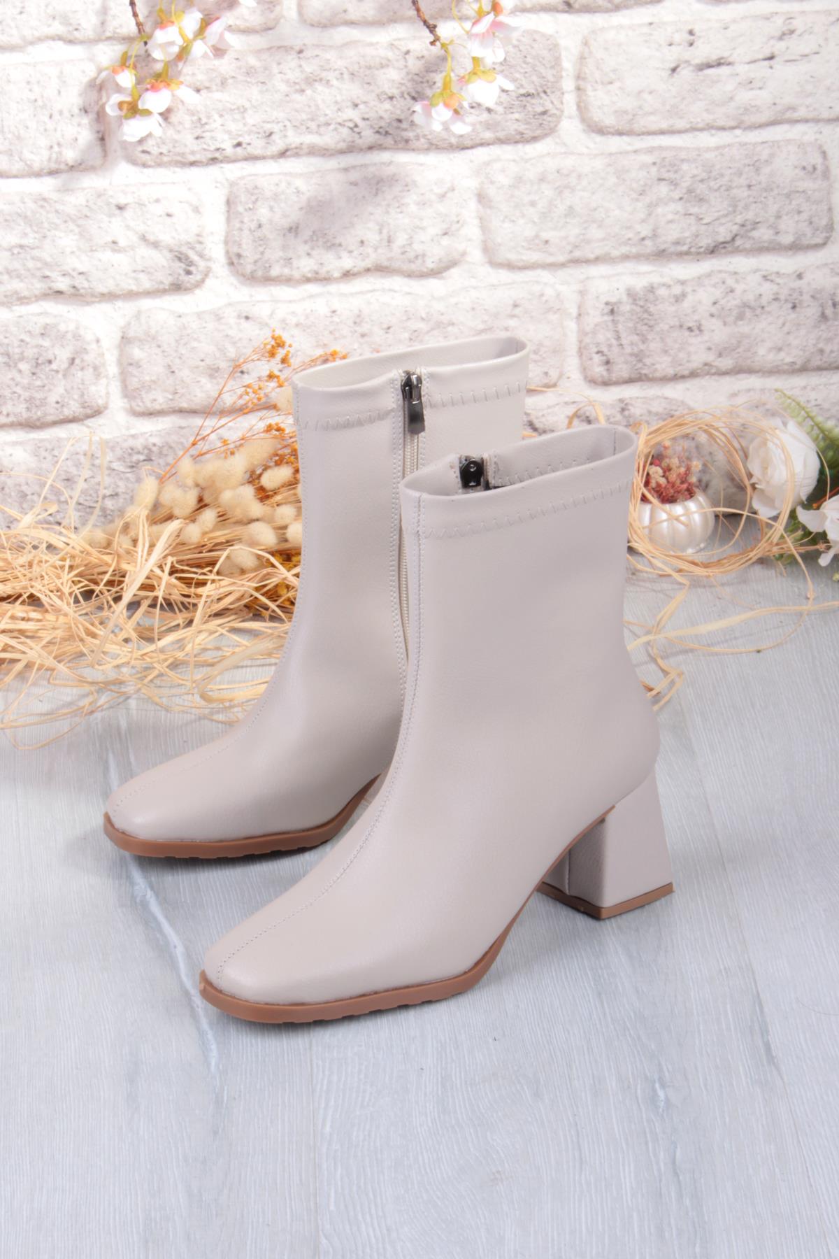 1195 Uraz Rahat 6 Cm Kalın Topuk Yüksekliği Kut Burun Kadın Bot - Görsel 7