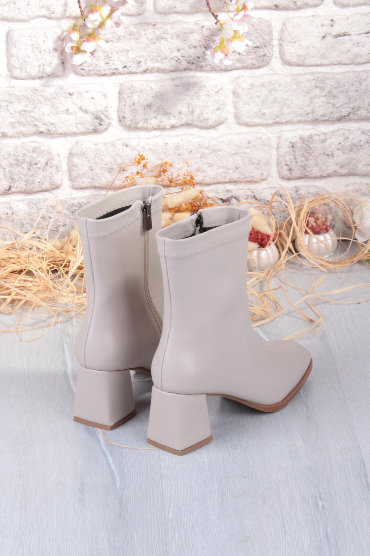 1195 Uraz Rahat 6 Cm Kalın Topuk Yüksekliği Kut Burun Kadın Bot - Görsel 8