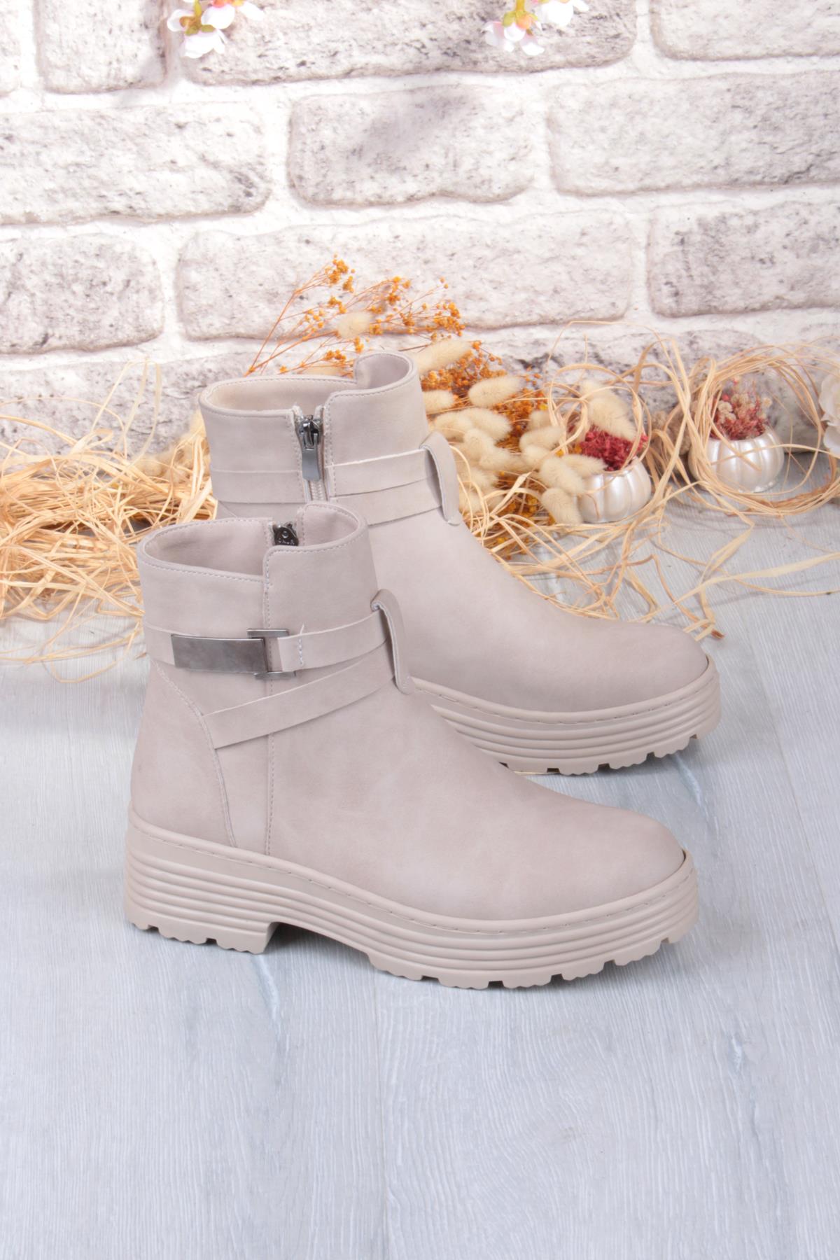 1186 Rahat Sıcak Astar Kaymaz Taban Fermuarlı Kadın Bot - Görsel 5