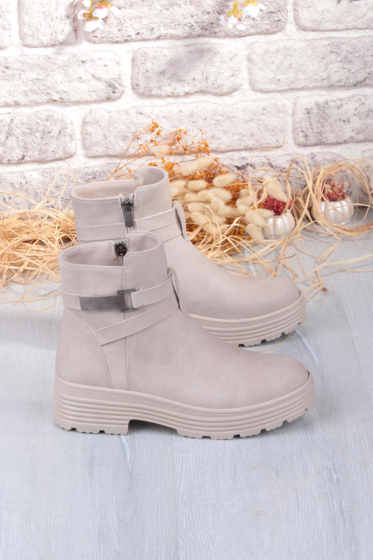 1186 Rahat Sıcak Astar Kaymaz Taban Fermuarlı Kadın Bot - Görsel 6