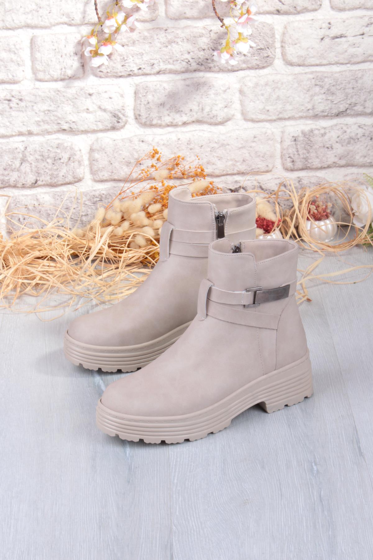 1186 Rahat Sıcak Astar Kaymaz Taban Fermuarlı Kadın Bot - Görsel 7