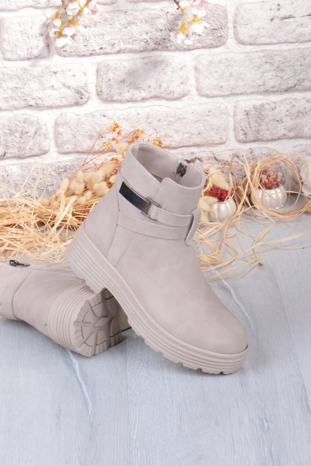 1186 Rahat Sıcak Astar Kaymaz Taban Fermuarlı Kadın Bot - Görsel 8