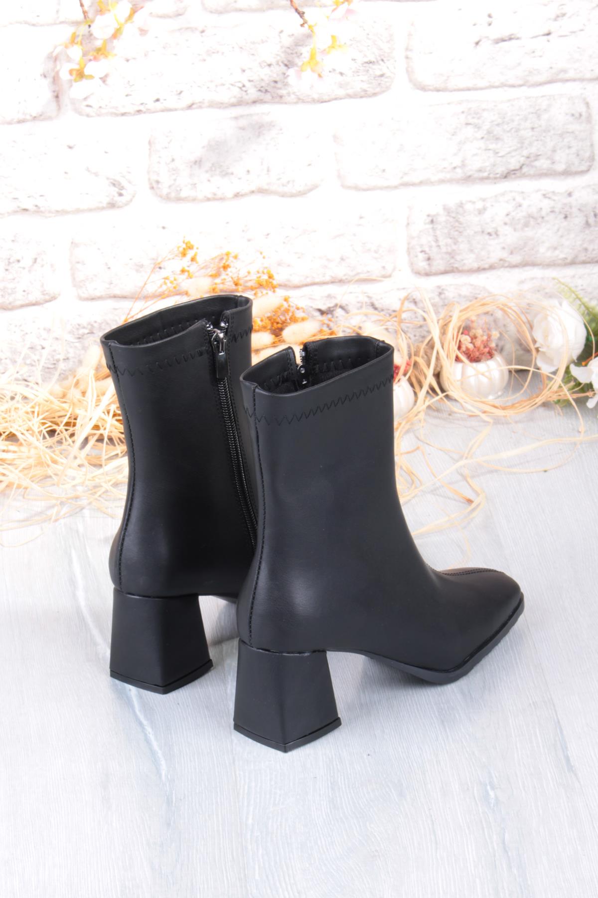 1195 Uraz Rahat 6 Cm Kalın Topuk Yüksekliği Kut Burun Kadın Bot - Görsel 8