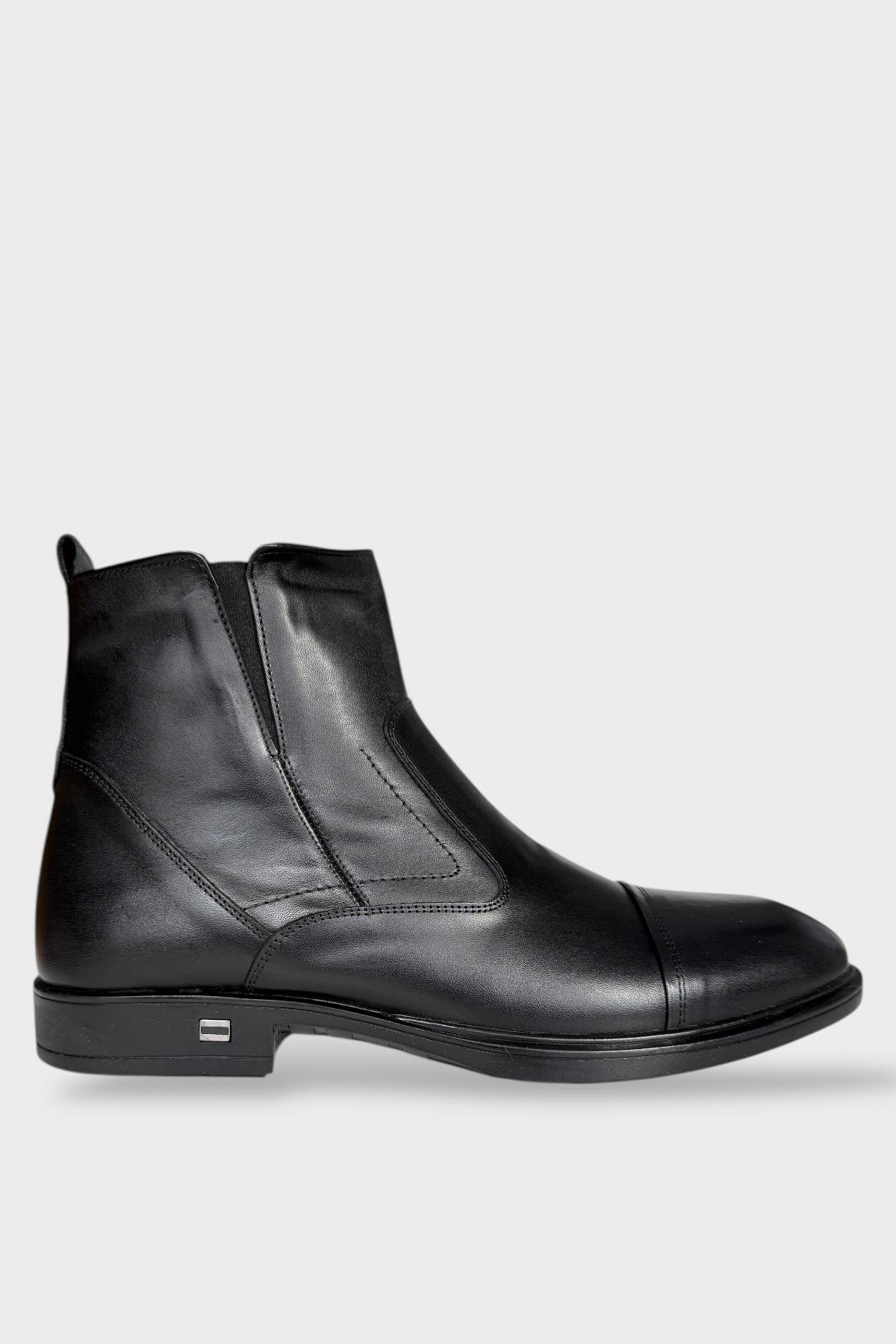 Liger Liger Siyah Hakiki Deri Kaydırmaz Kauçuk Taban Fermuarlı Erkek Bot SİYAH - FÜME | Flo Siyah - 2. görsel