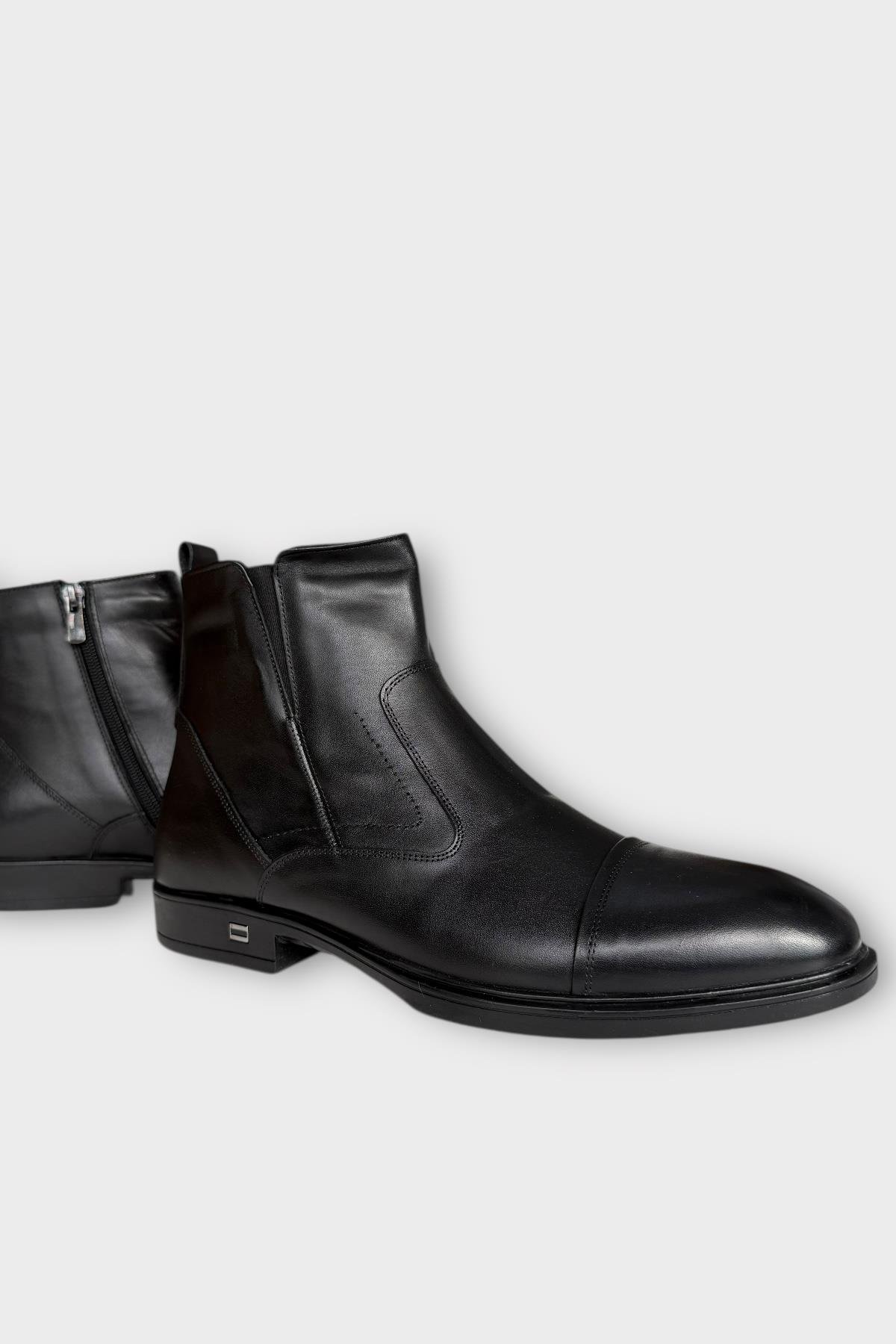 Liger Liger Siyah Hakiki Deri Kaydırmaz Kauçuk Taban Fermuarlı Erkek Bot SİYAH - FÜME | Flo Siyah - 3. görsel