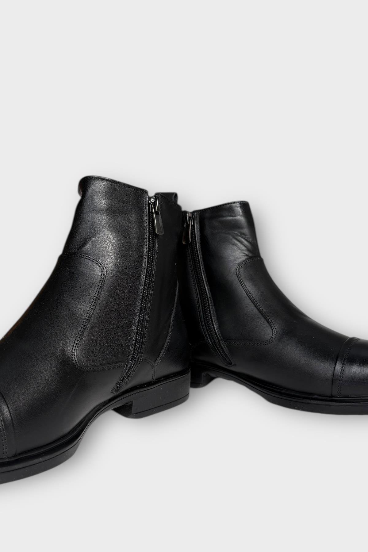 Liger Liger Siyah Hakiki Deri Kaydırmaz Kauçuk Taban Fermuarlı Erkek Bot SİYAH - FÜME | Flo Siyah - 4. görsel