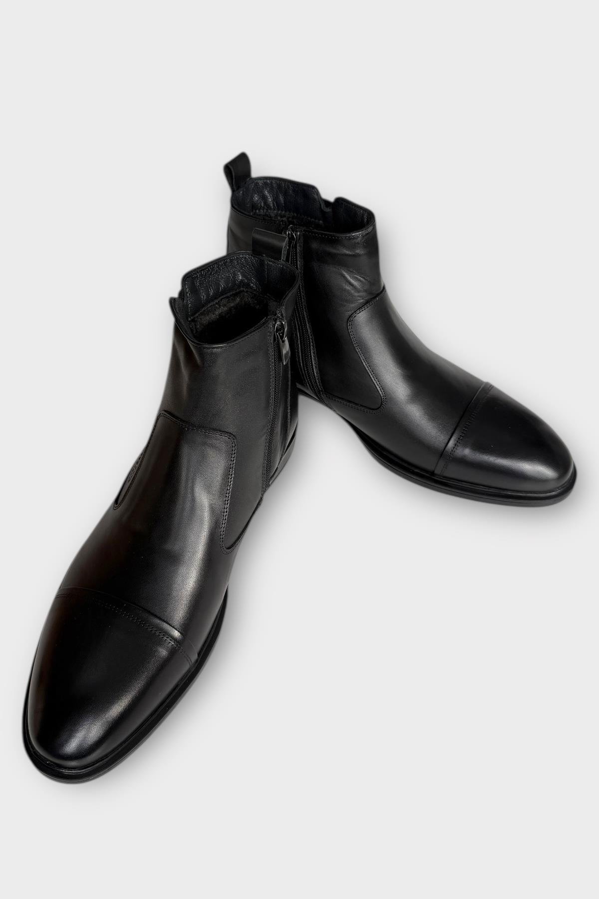 Liger Liger Siyah Hakiki Deri Kaydırmaz Kauçuk Taban Fermuarlı Erkek Bot SİYAH - FÜME | Flo Siyah - 5. görsel