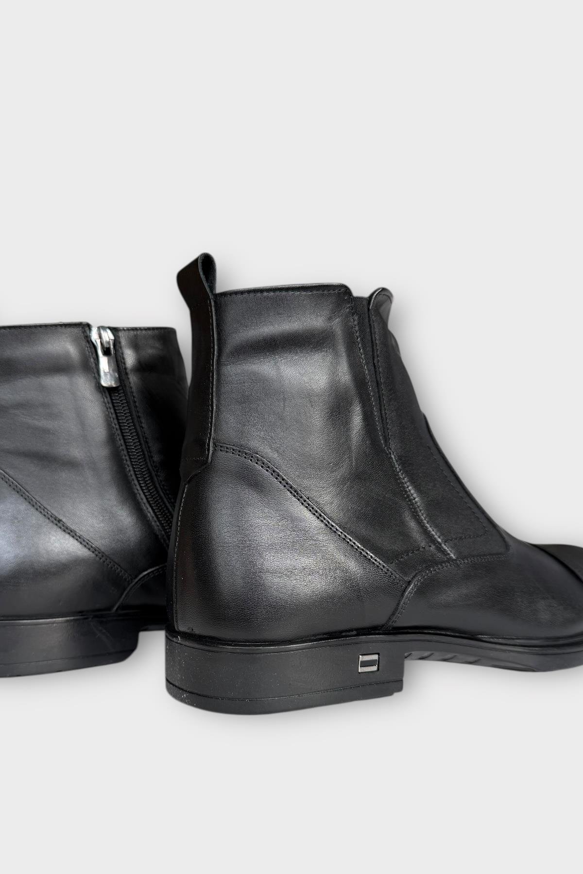 Liger Liger Siyah Hakiki Deri Kaydırmaz Kauçuk Taban Fermuarlı Erkek Bot SİYAH - FÜME | Flo Siyah - 6. görsel