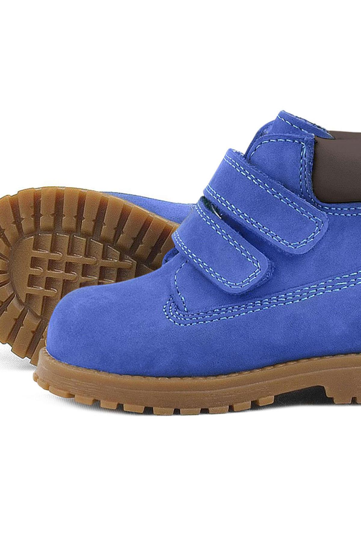 Neson Hakiki Deri Saks Mavi Kürklü Cırtlı Bebek Bot - Görsel 7
