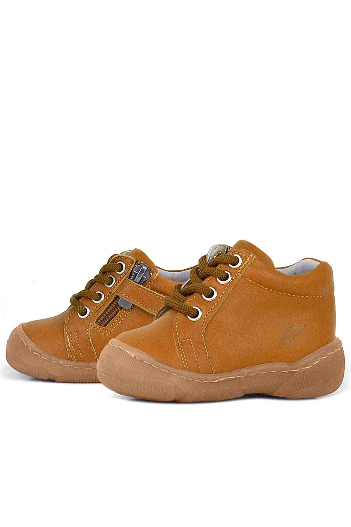 Anatomik Yumuşak Hakiki Deri Fermuarlı Taba Bebek Bot Ayakkabı - Görsel 7