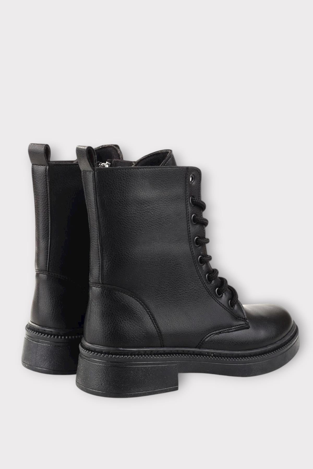 Kaydırmaz Taban Fermuarlı Postal Kadın Bot SİYAH - Görsel 5