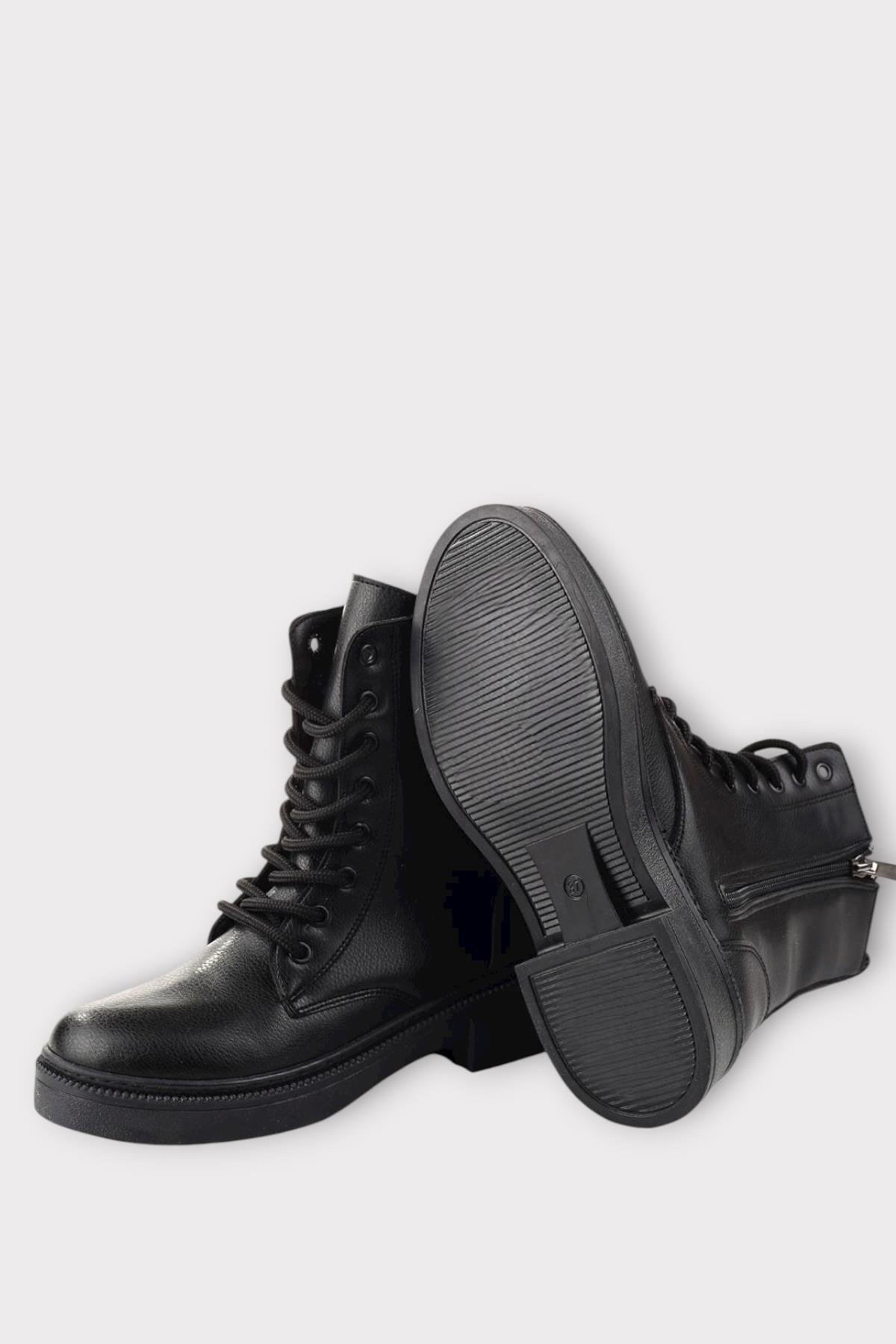 Kaydırmaz Taban Fermuarlı Postal Kadın Bot SİYAH - Görsel 6