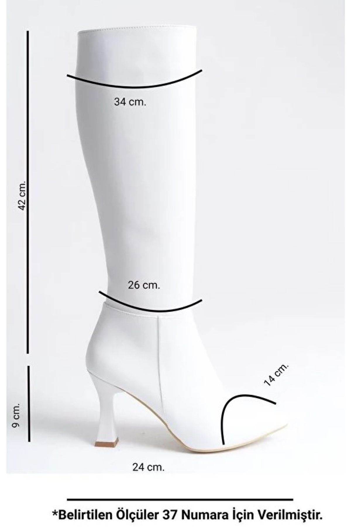 Diz Altı Topuklu Sivri Burun Kadın Çizme - Görsel 8