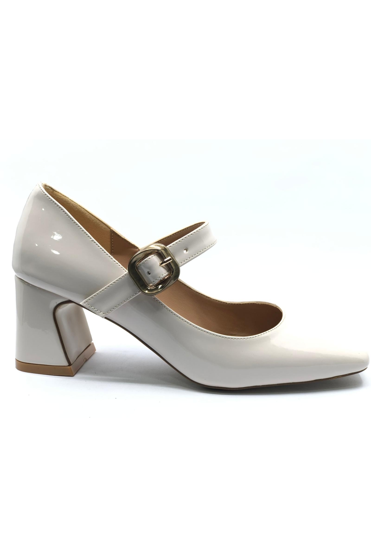 Baretli Detaylı Küt Burun Topuklu Kadın Ayakkabı - Görsel 3