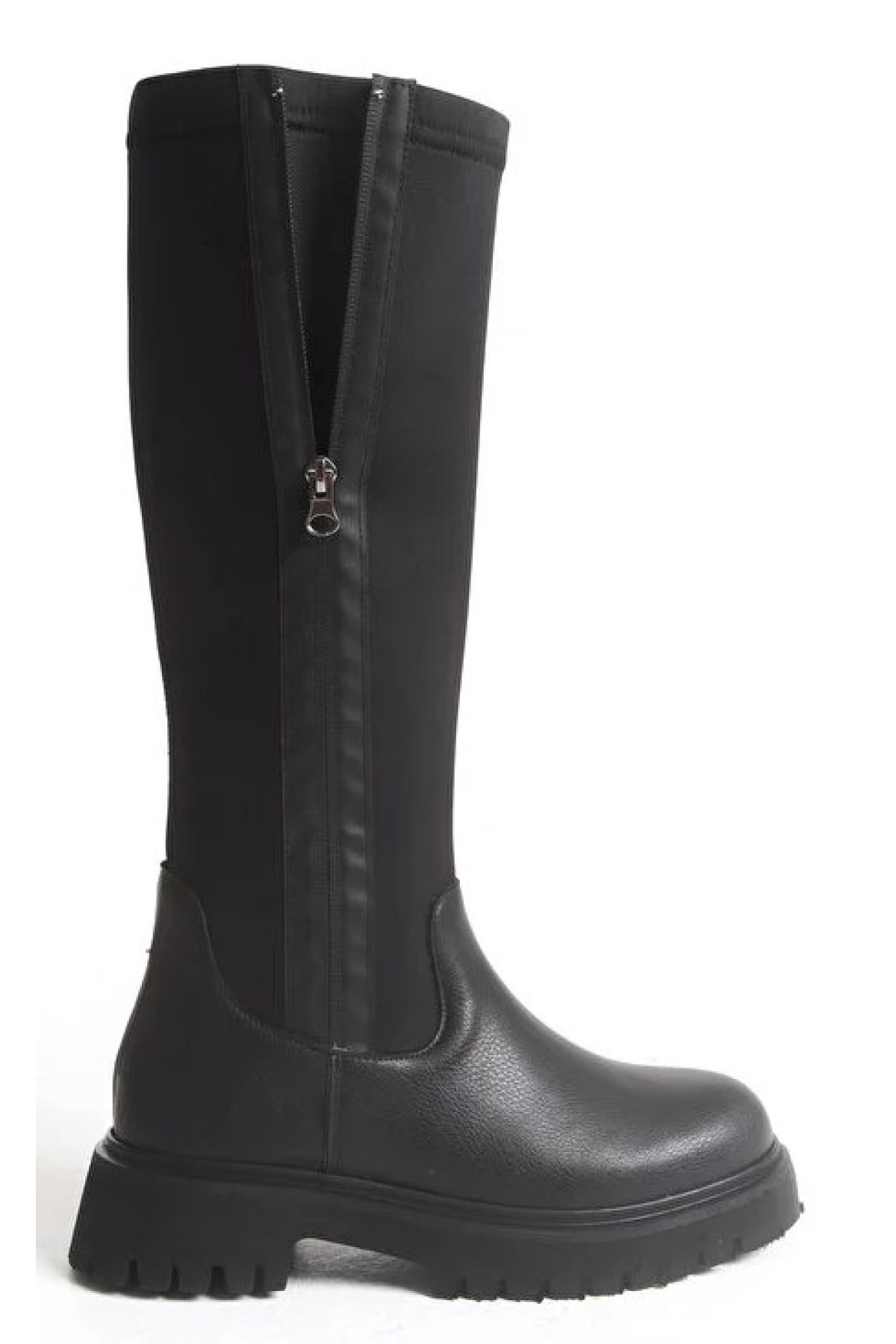 Binici Düz Taban Streç Çift Fermuarlı Kadın Çizme - Görsel 6