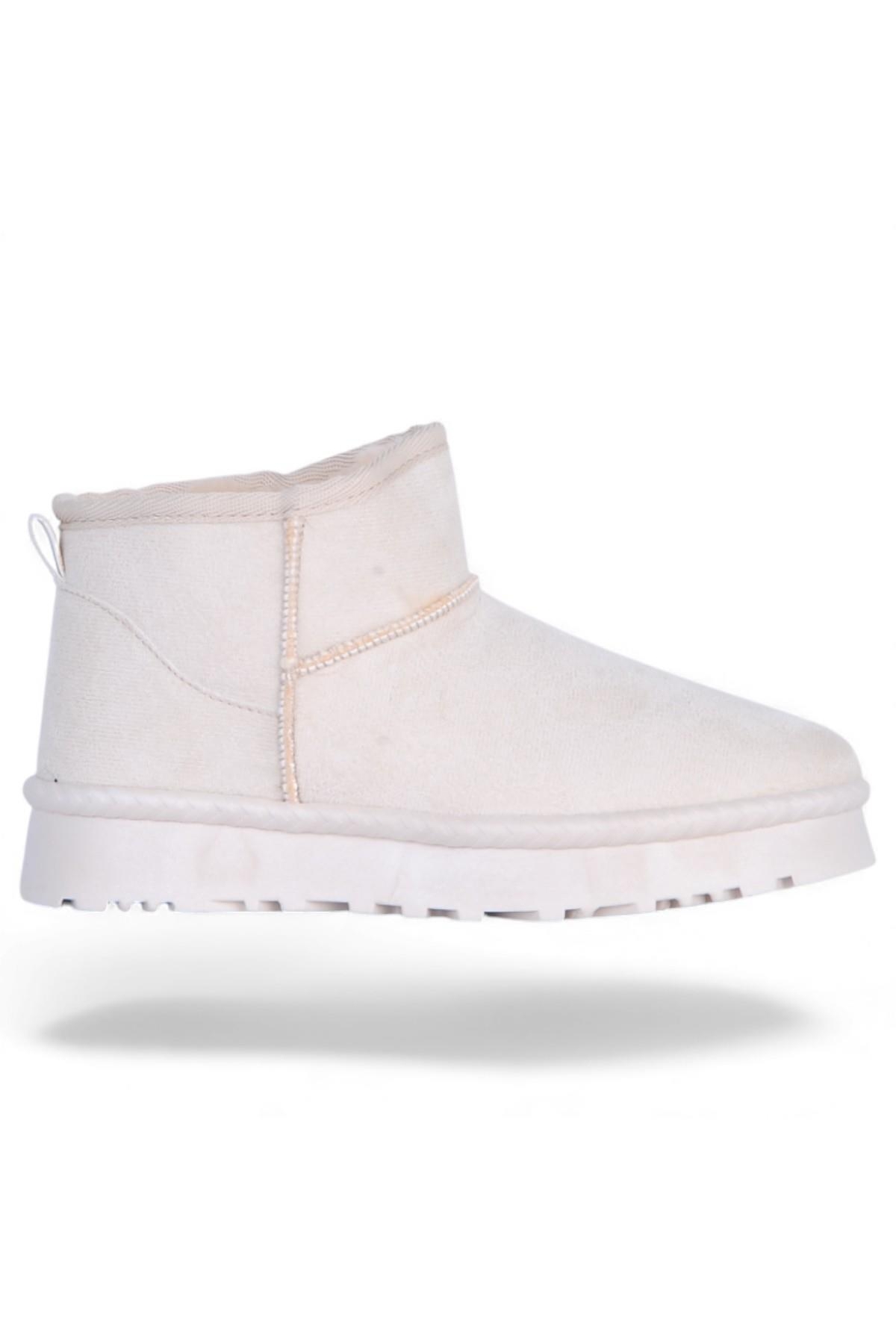 Skuaıter Rida Bej Kadın İçi Kürklü Düz Bot - Görsel 2