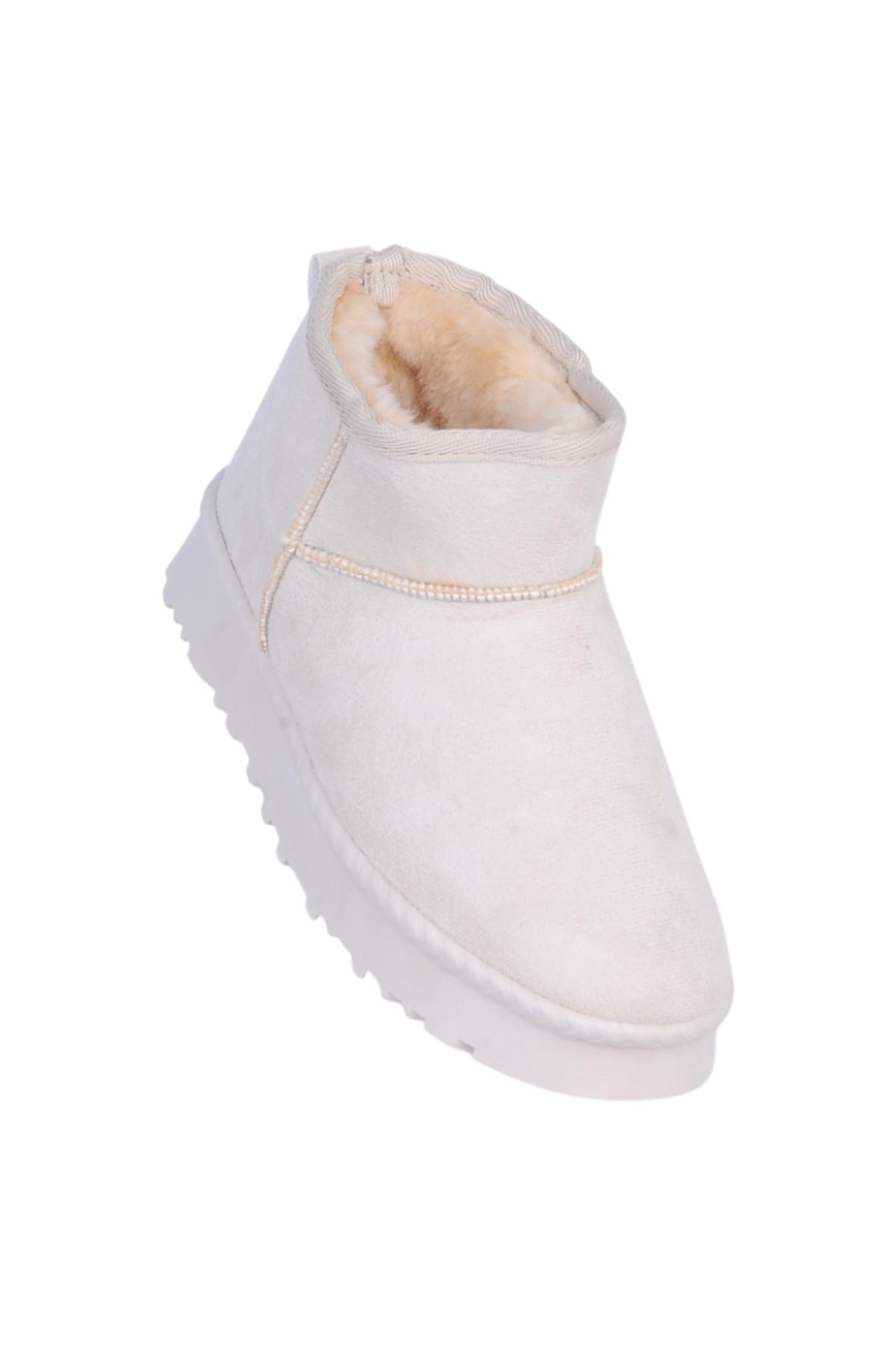 Skuaıter Rida Bej Kadın İçi Kürklü Düz Bot - Görsel 3
