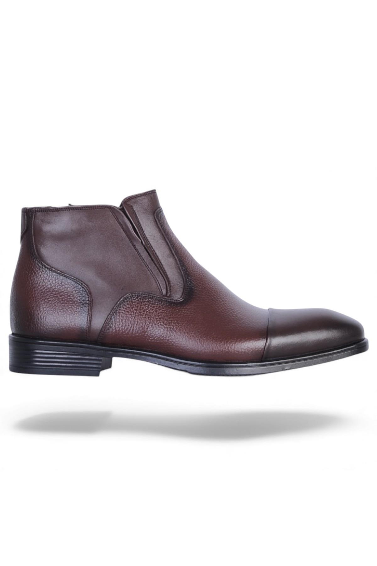 137 Kahve Garne Zigana Erkek %100 Deri Kürklü Bot - Görsel 2