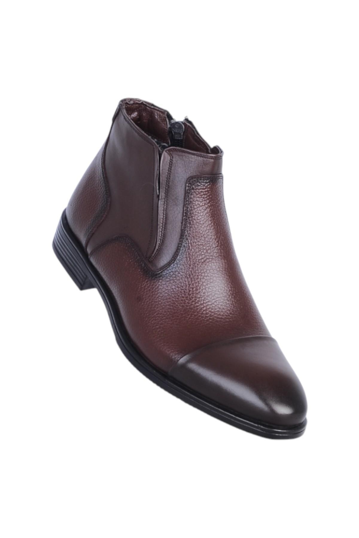 137 Kahve Garne Zigana Erkek %100 Deri Kürklü Bot - Görsel 3