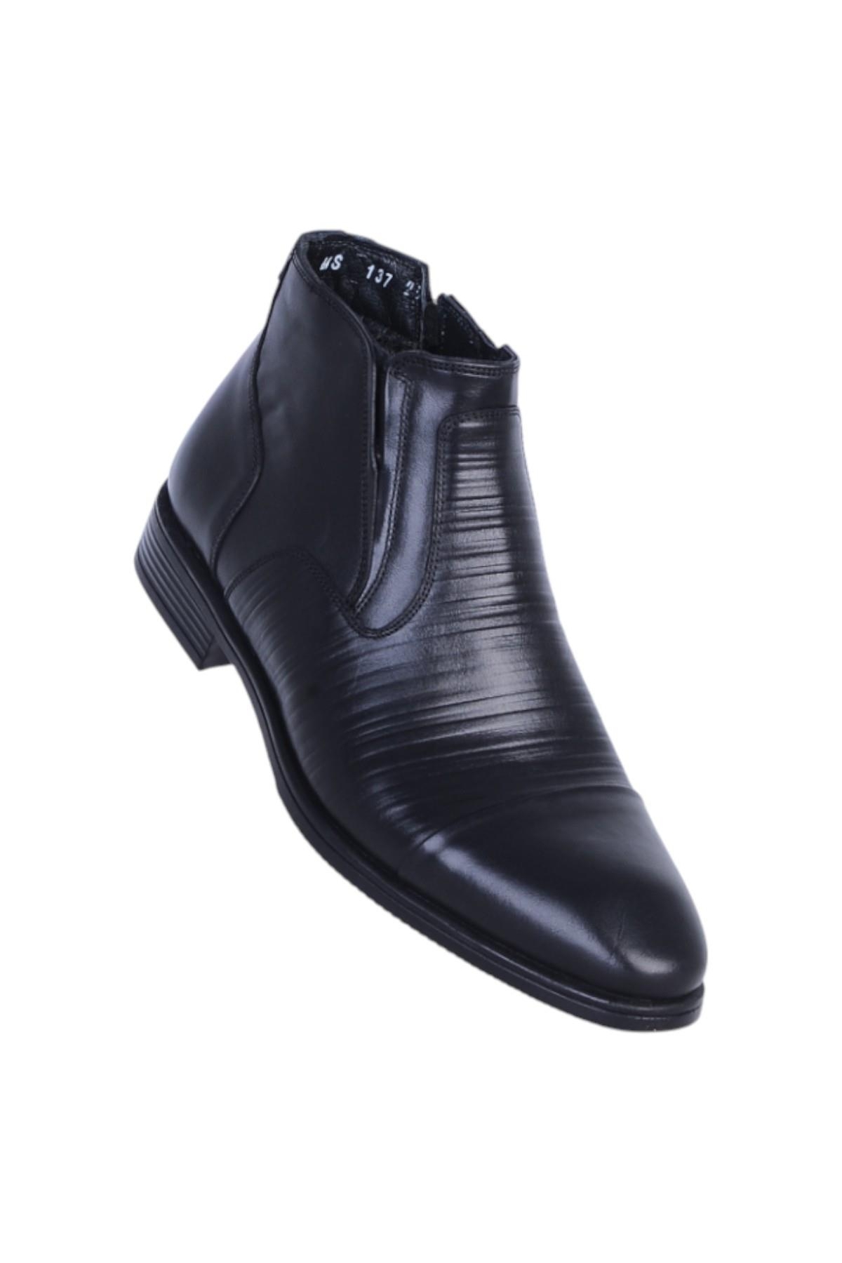 137 Siyah Antik Erkek %100 Deri Kürklü Bot - Görsel 3