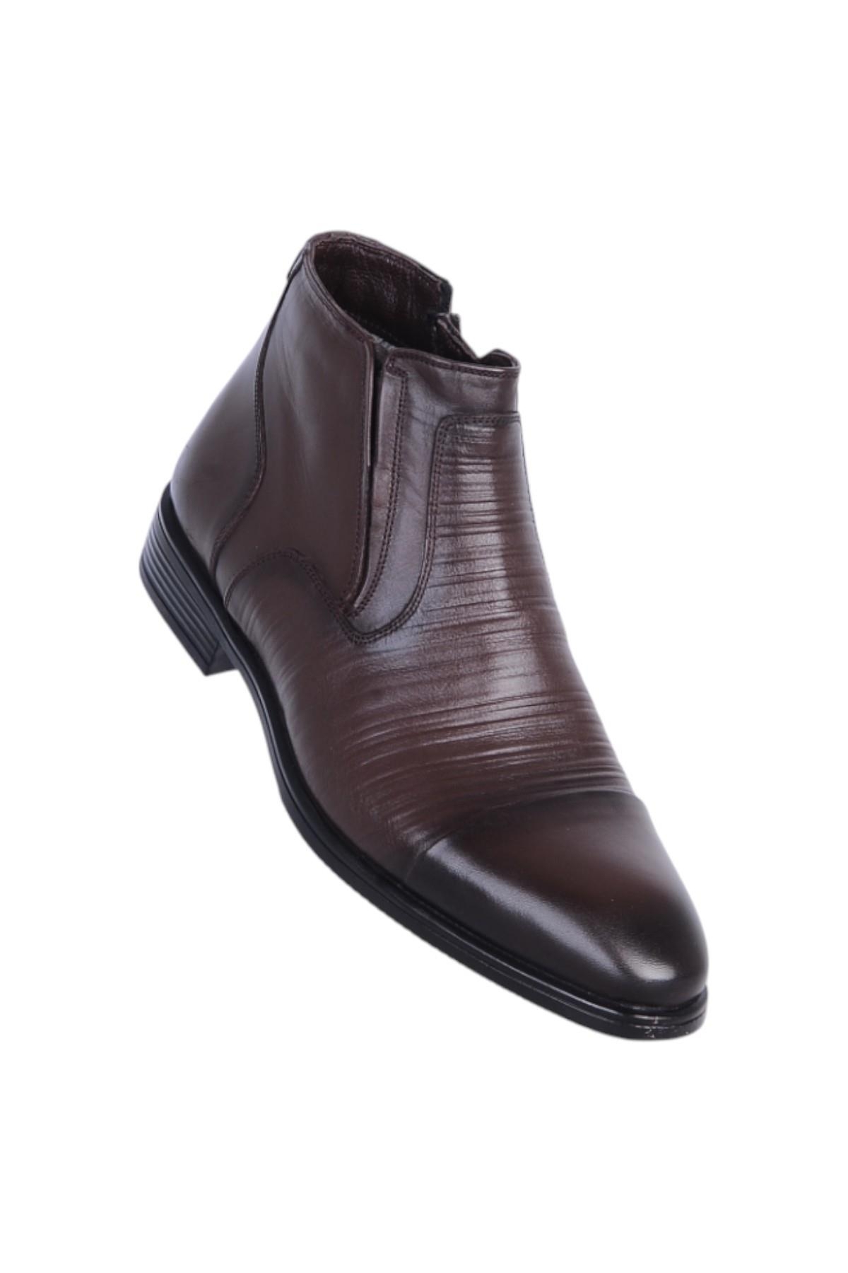 137 Kahve Antik Erkek %100 Deri Kürklü Bot - Görsel 3