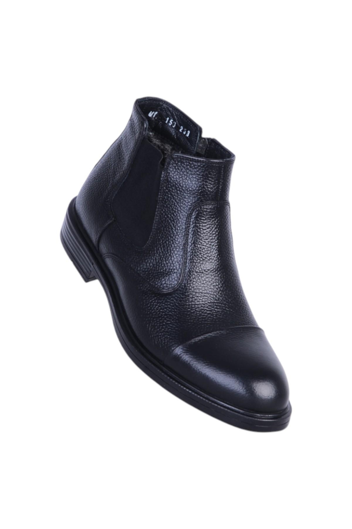 158 Siyah Zigana Erkek %100 Deri Kürklü Bot - Görsel 3