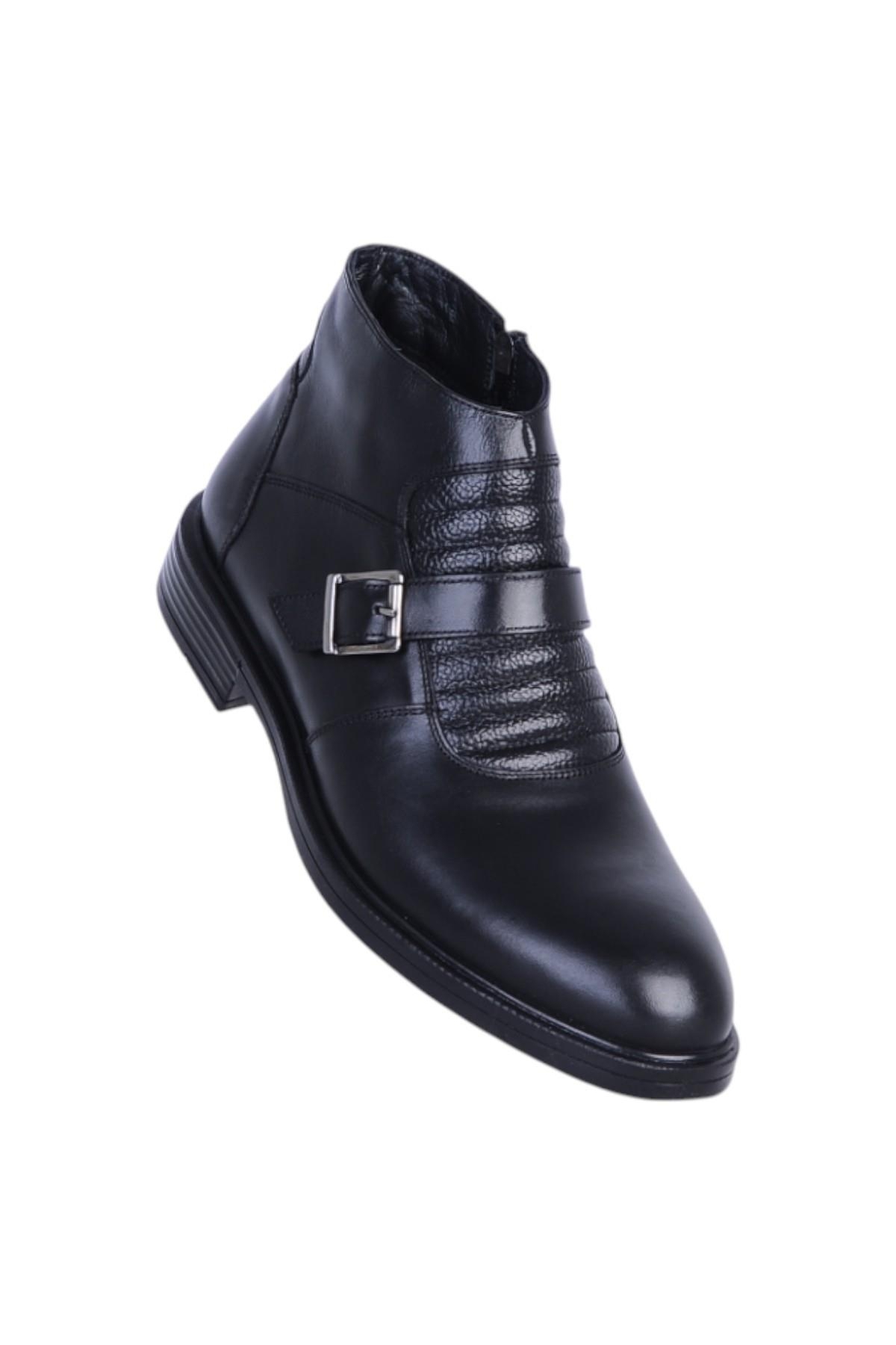 159 Siyah Garne Zigana Erkek %100 Deri Kürklü Bot - Görsel 3