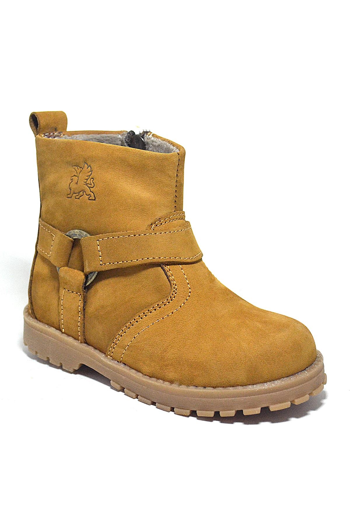 Chiron Hakiki Deri Sarı Fermuarlı Unisex Bebek Çizme - Görsel 2