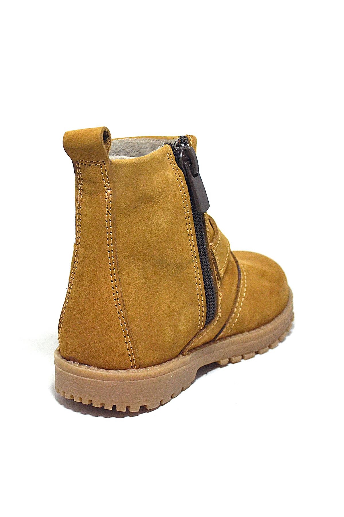 Chiron Hakiki Deri Sarı Fermuarlı Unisex Bebek Çizme - Görsel 4