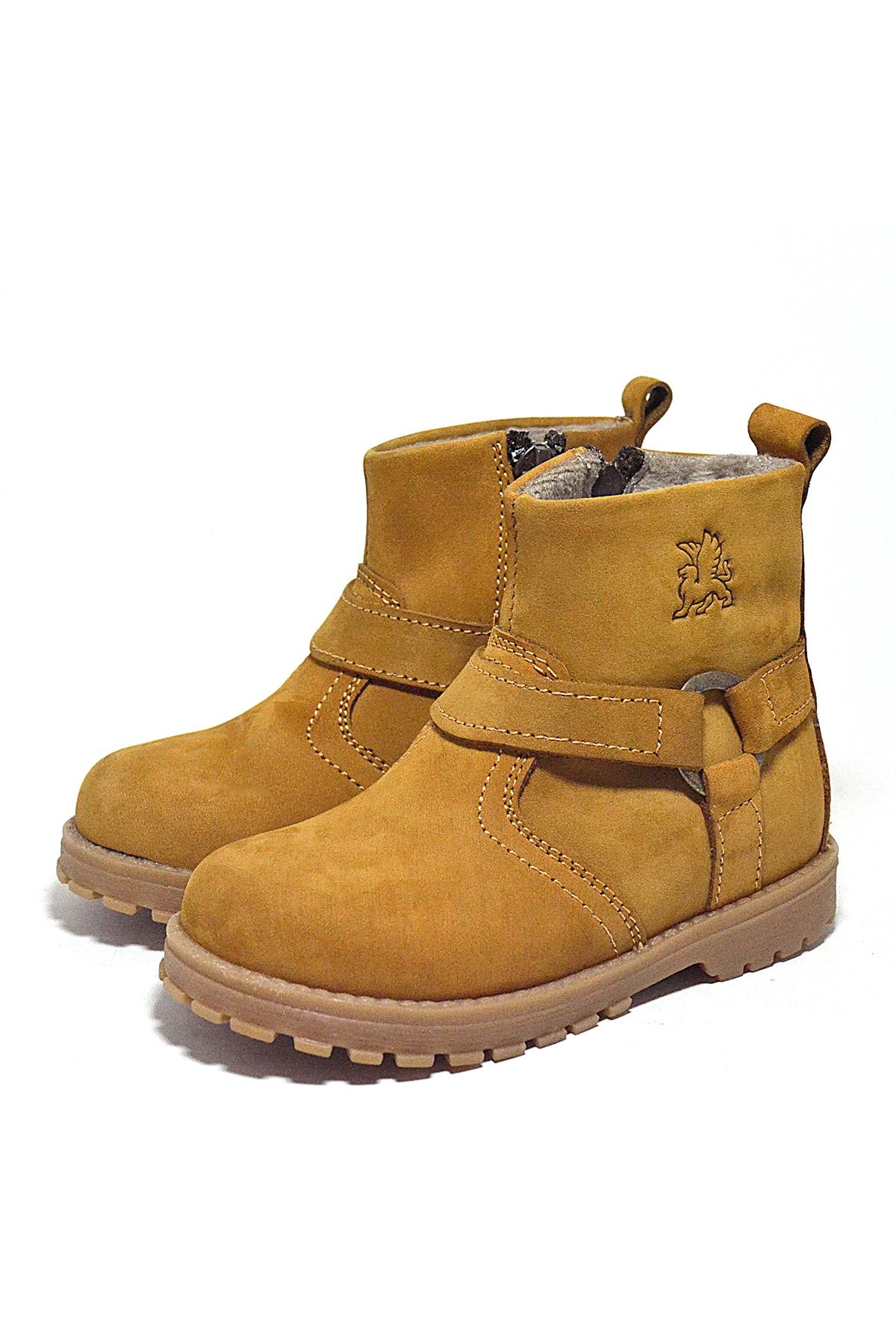 Chiron Hakiki Deri Sarı Fermuarlı Unisex Bebek Çizme - Görsel 5