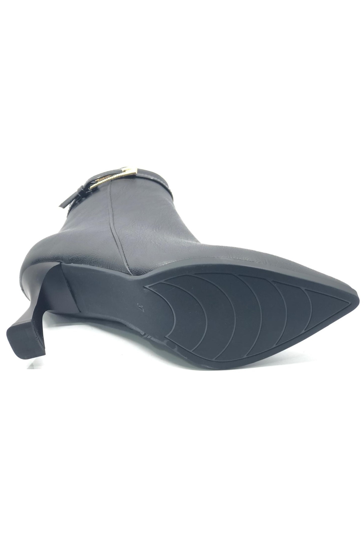 Yanı İnce Taş Tokalı Klasik Sivri Burun Topuklu Kadın Bot - Görsel 7