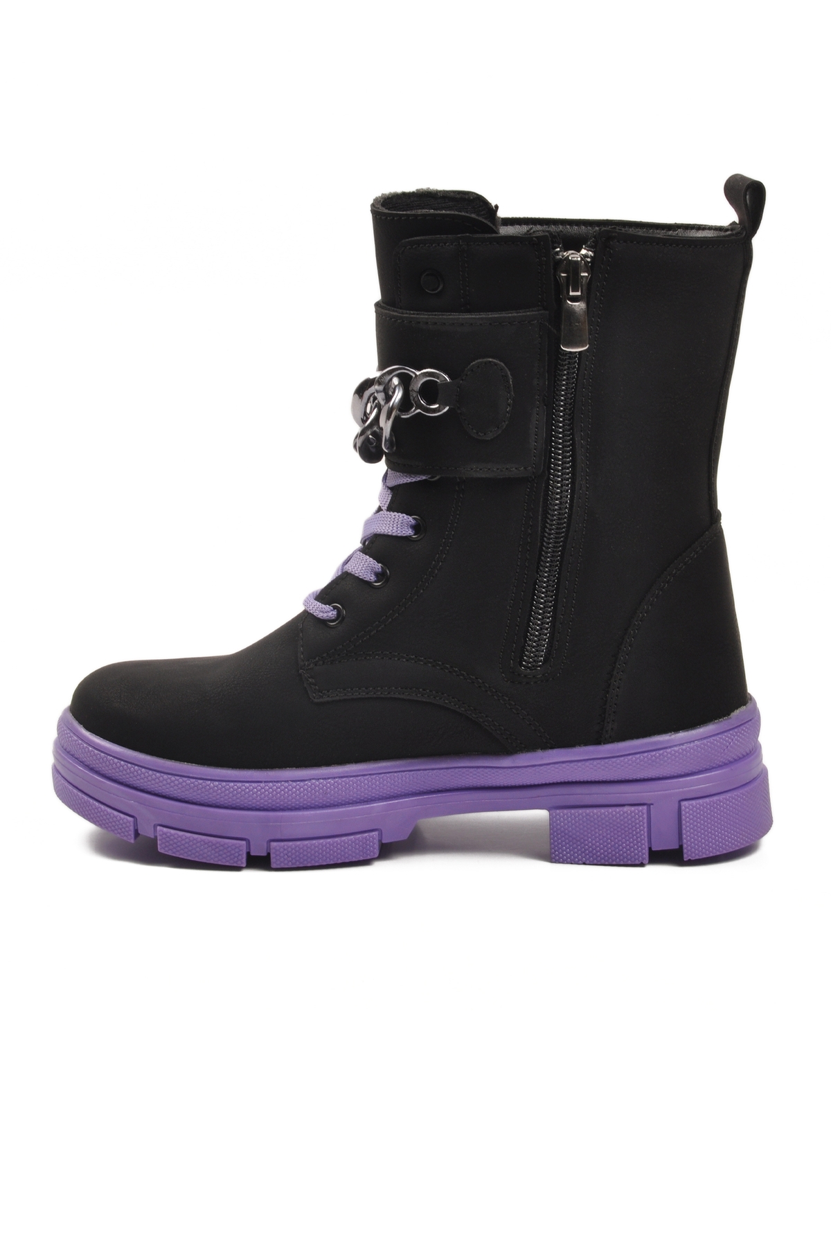 Siyah Lila İçi Polarlı Kaymaz Taban Kız Çocuk Bot G-1001 F Zncr - Görsel 3