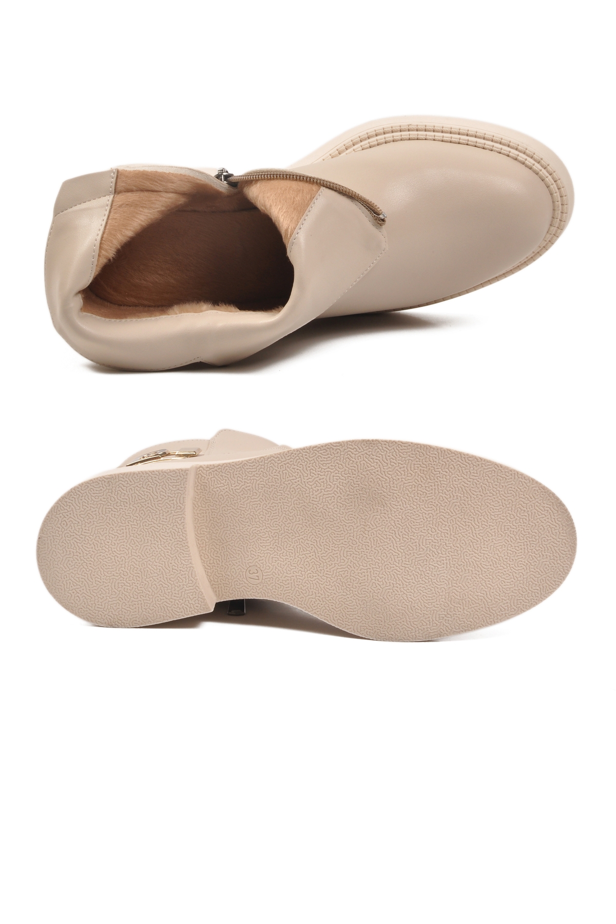 Krem İçi Kürklü Kaymaz Taban Soğuğa Dirençli Kadın Bot PC-55161 Z - Görsel 6