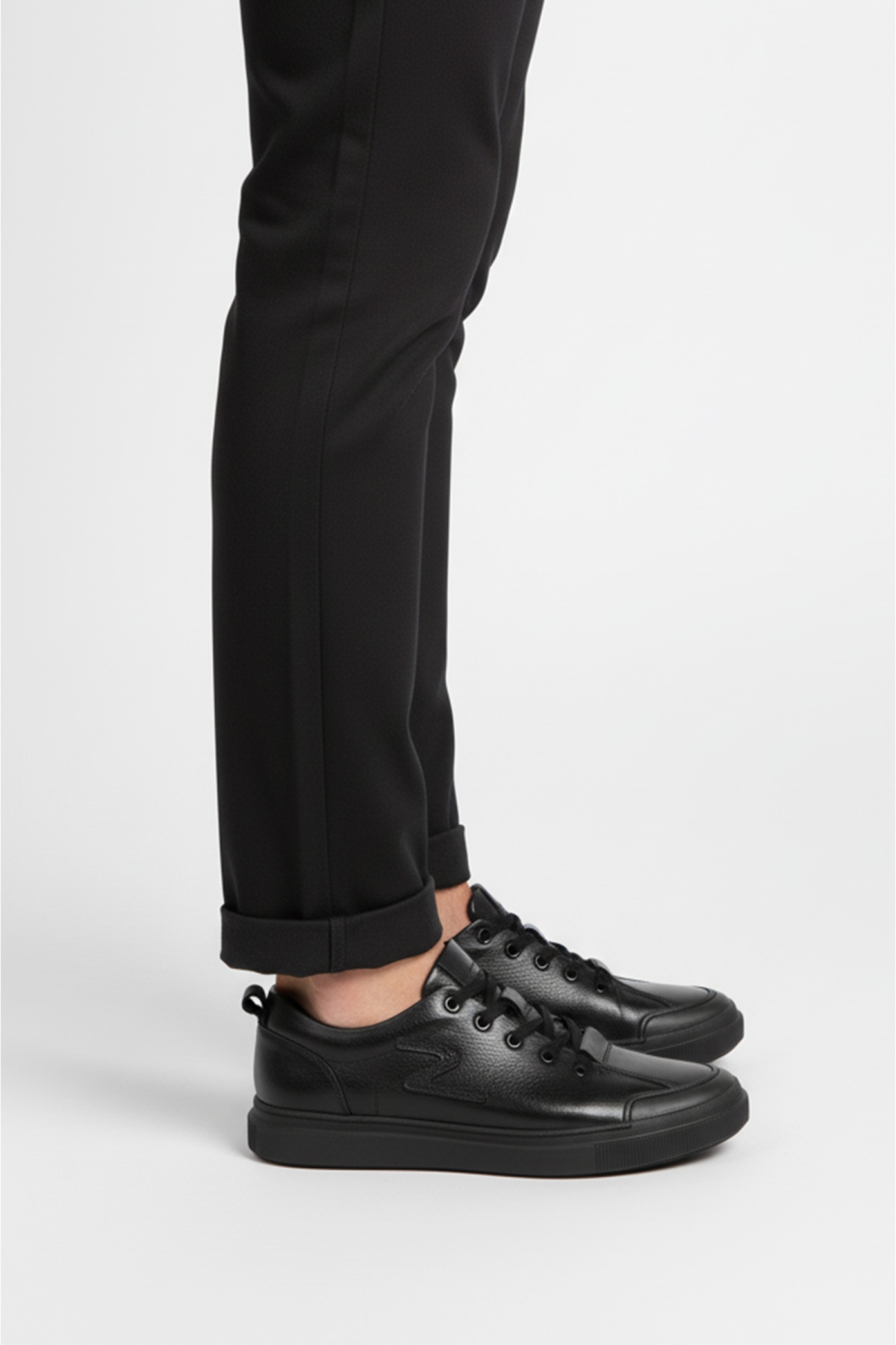 DeepSEA Erkek Siyah Hakiki Deri Ortopedik Taban Rahat Günlük Spor Ayakkabı Sneaker 2509965 - Görsel 3
