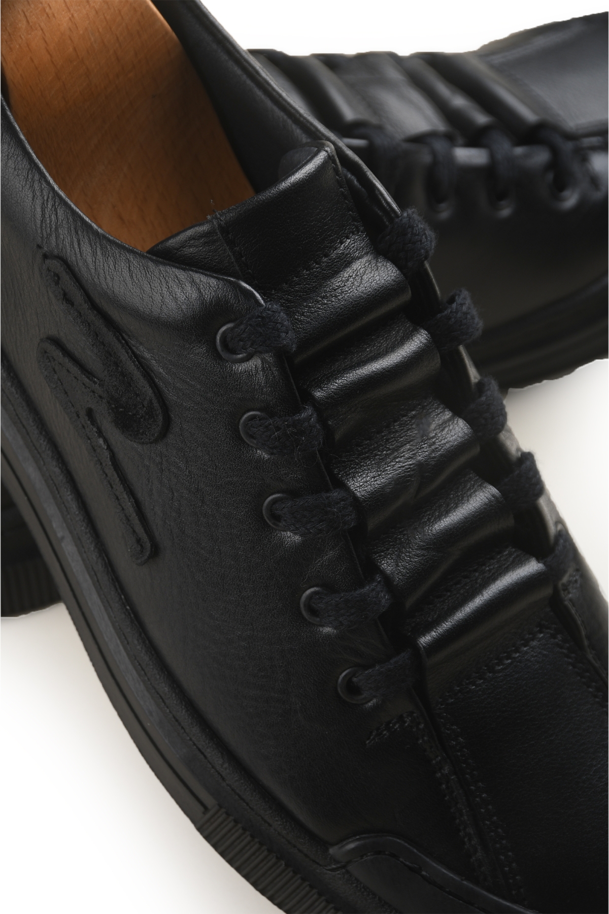 DeepSEA Erkek Siyah Hakiki Deri Ortopedik Taban Rahat Günlük Spor Ayakkabı Sneaker 2509965 - Görsel 5