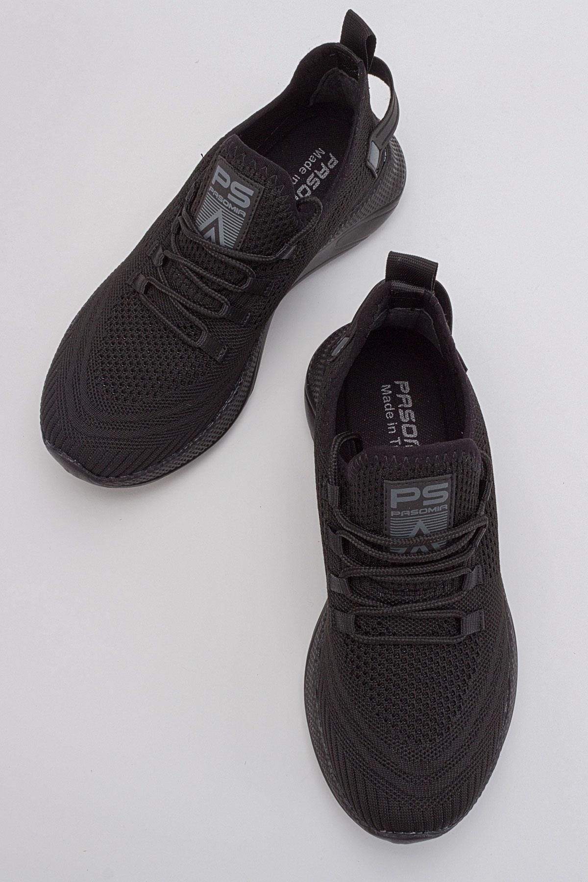 Bağcıklı Triko Erkek Spor Ayakkabı 45-47 SİYAH SİYAH - Görsel 6