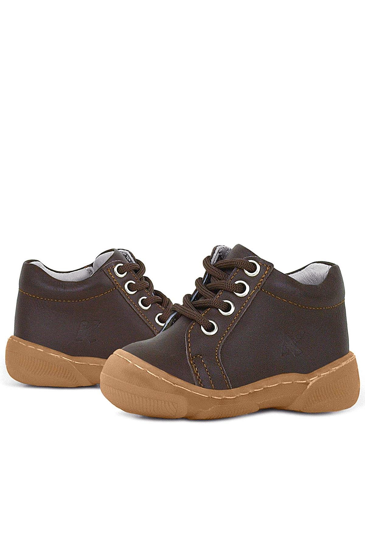 Anatomik Yumuşak Hakiki Deri Fermuarlı Kahve Bebek Bot Ayakkabı - Görsel 8