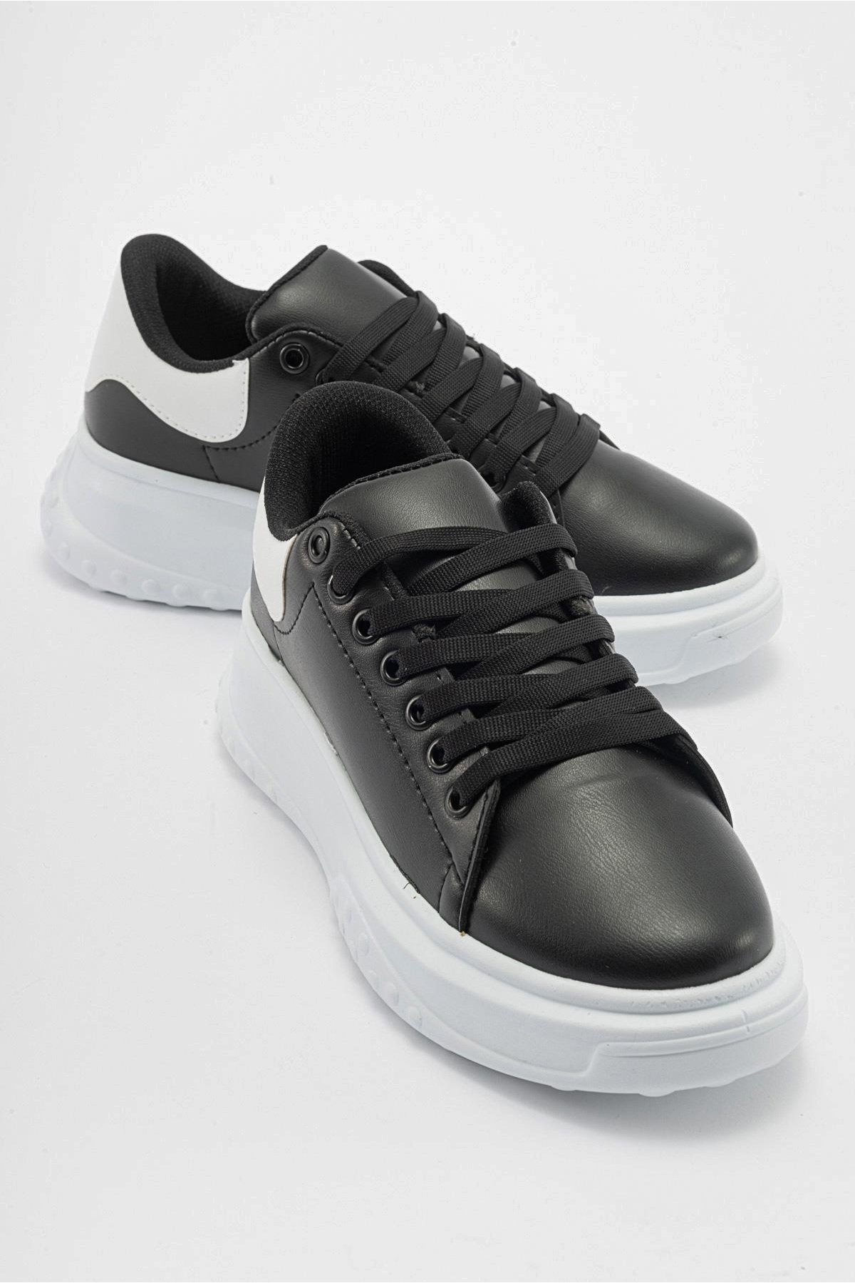 Bağcıklı Kadın Spor Ayakkabı SİYAH BEYAZ - Görsel 2