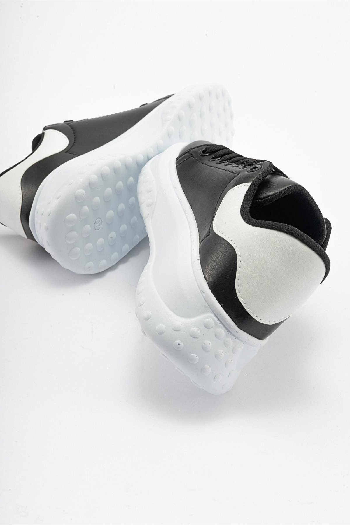 Bağcıklı Kadın Spor Ayakkabı SİYAH BEYAZ - Görsel 5