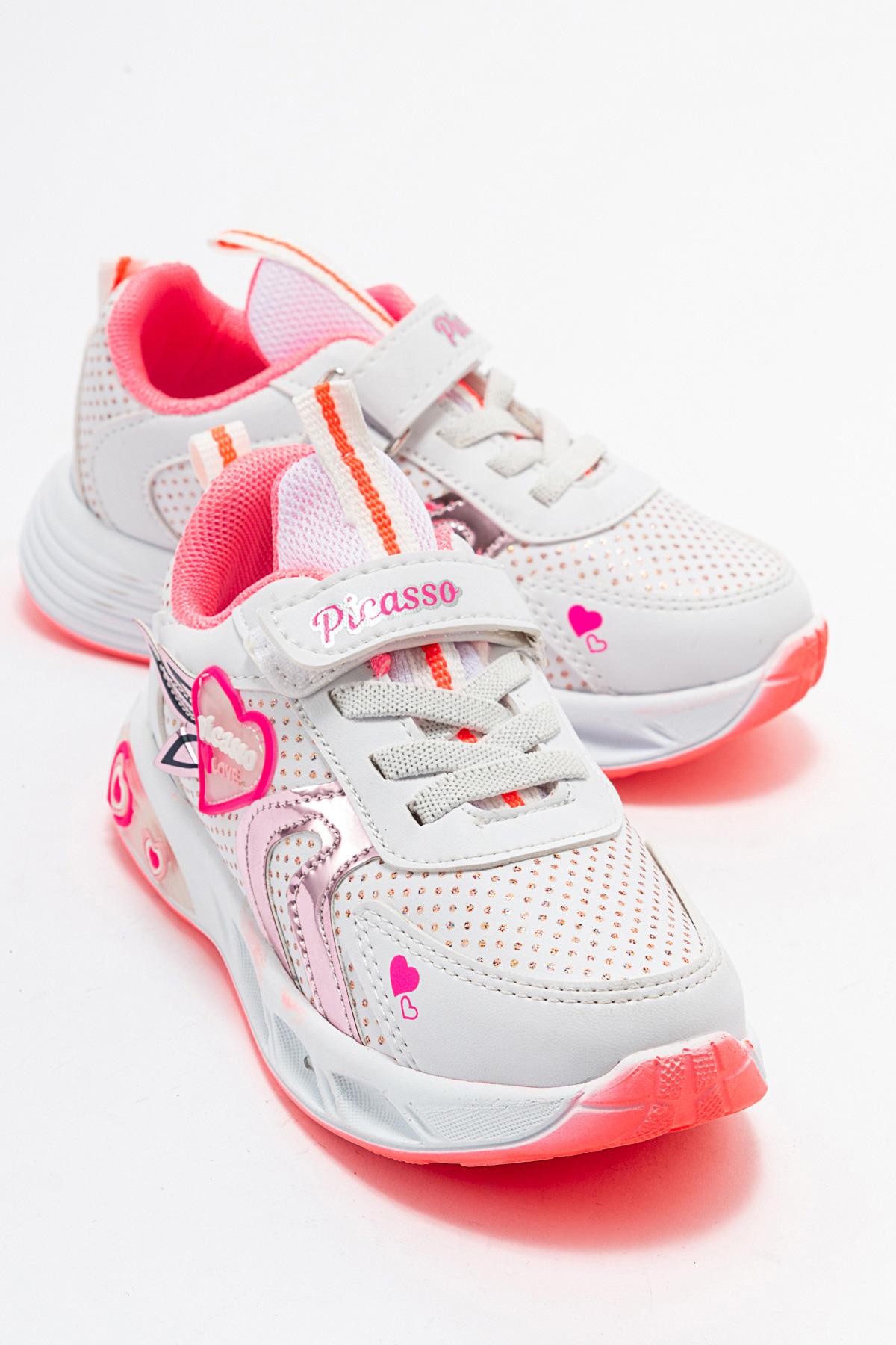 Kalpli Çocuk Spor Ayakkabı BEYAZ FUJE - Görsel 2