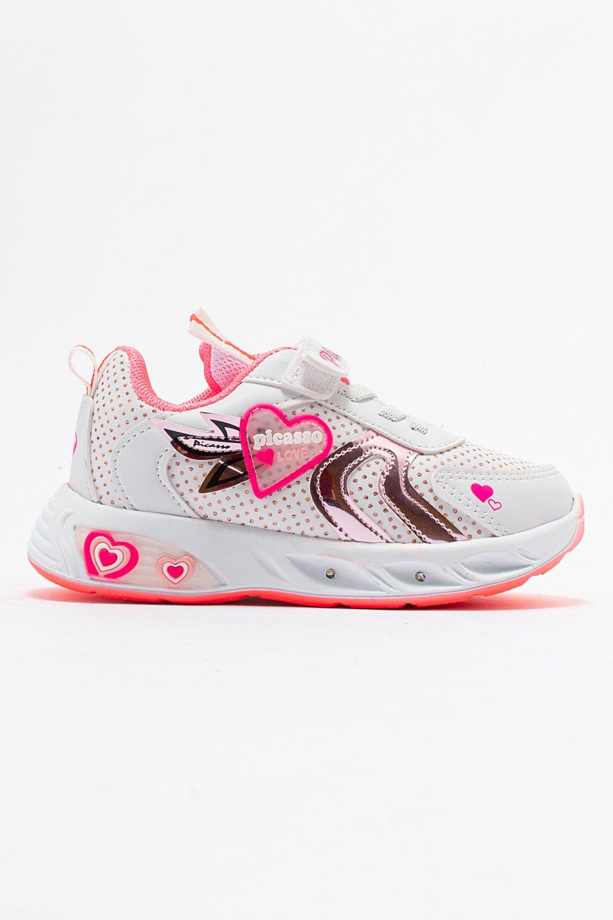 Kalpli Çocuk Spor Ayakkabı BEYAZ FUJE - Görsel 3