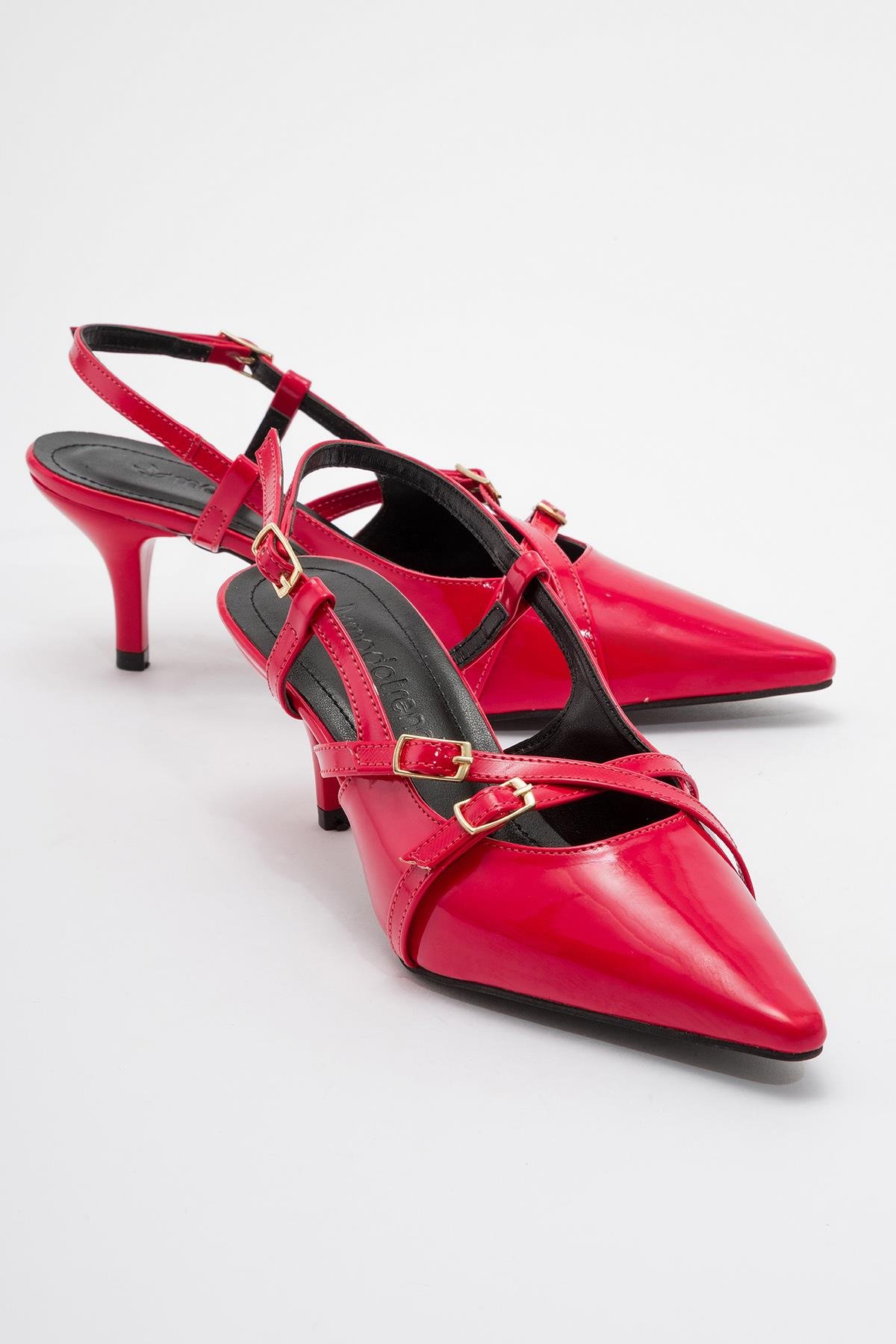Kadın Sivri Burun Topuklu Ayakkabı KIRMIZI RUGAN - Görsel 2