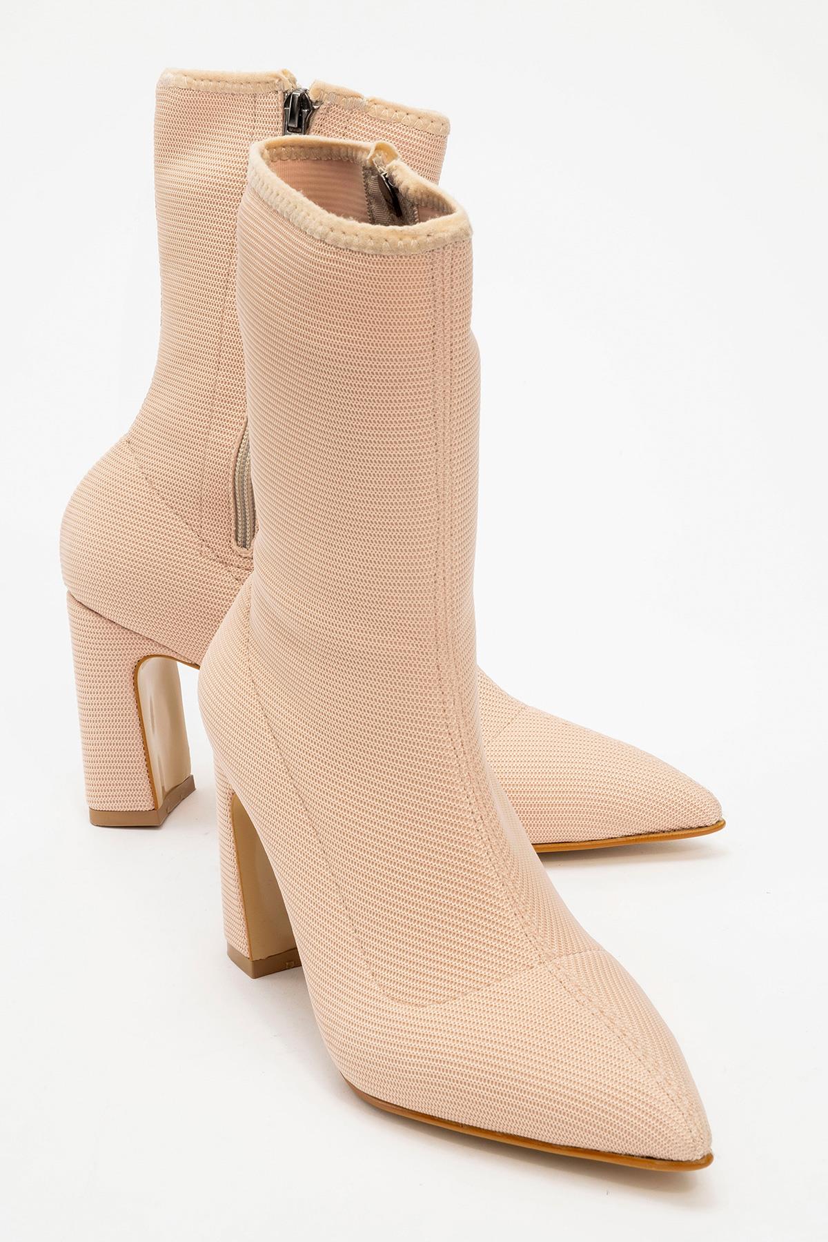 Kadın Topuklu Bot BEJ - Görsel 2