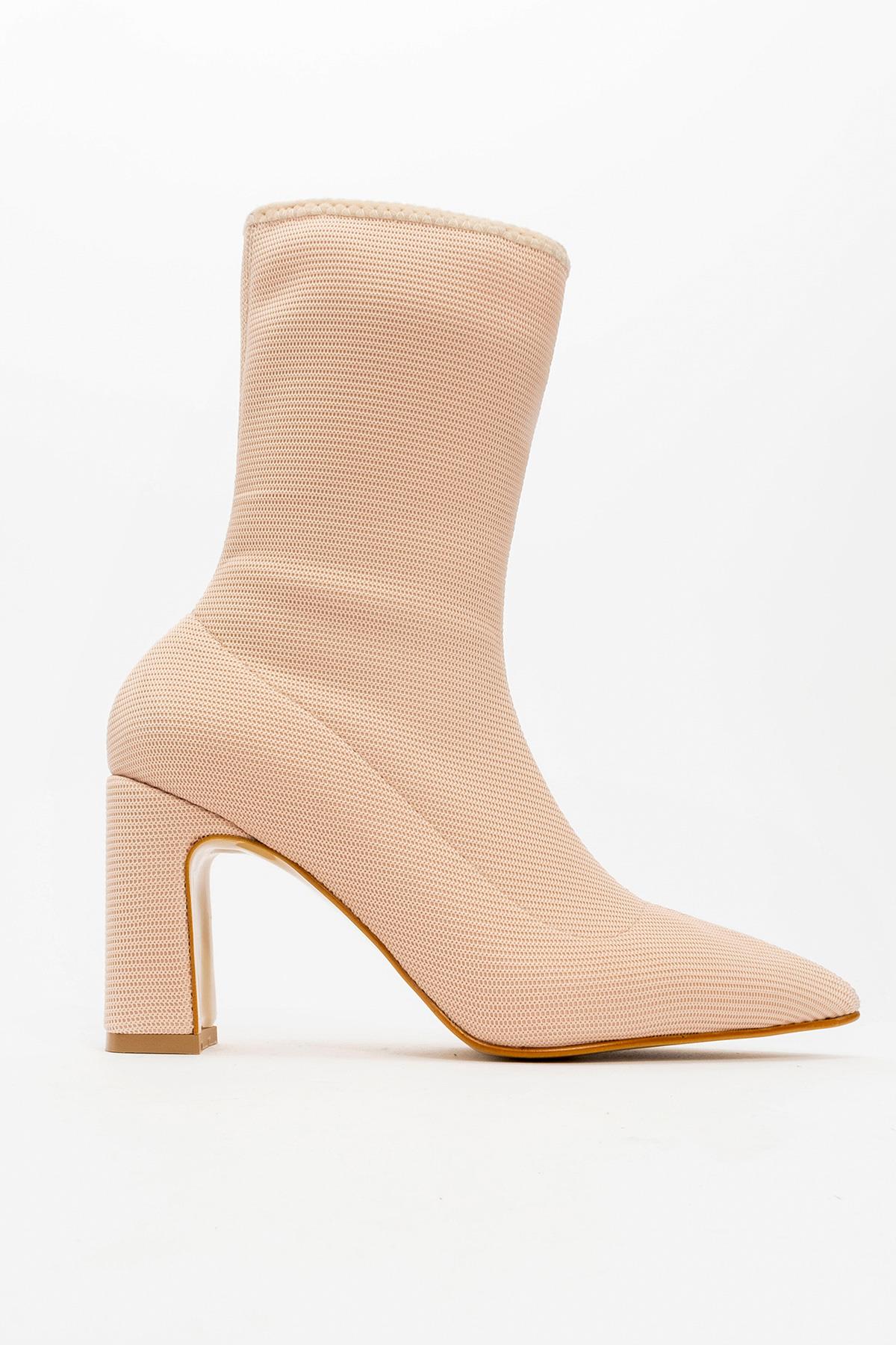 Kadın Topuklu Bot BEJ - Görsel 3