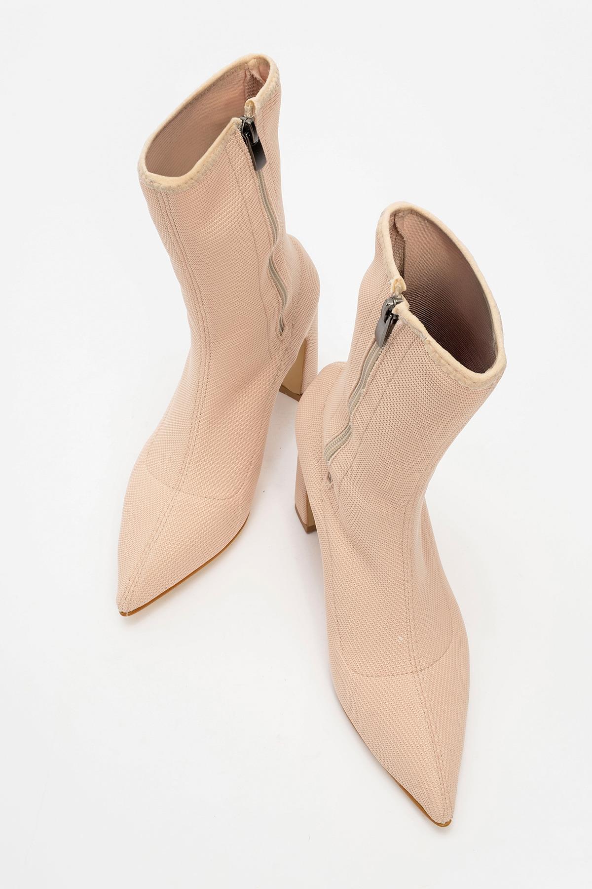 Kadın Topuklu Bot BEJ - Görsel 6