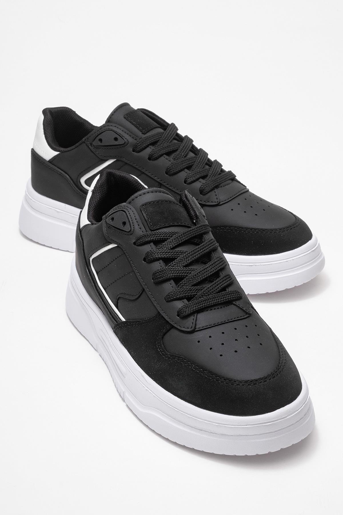 Bağcıklı Erkek Spor Ayakkabı SİYAH BEYAZ - Görsel 2
